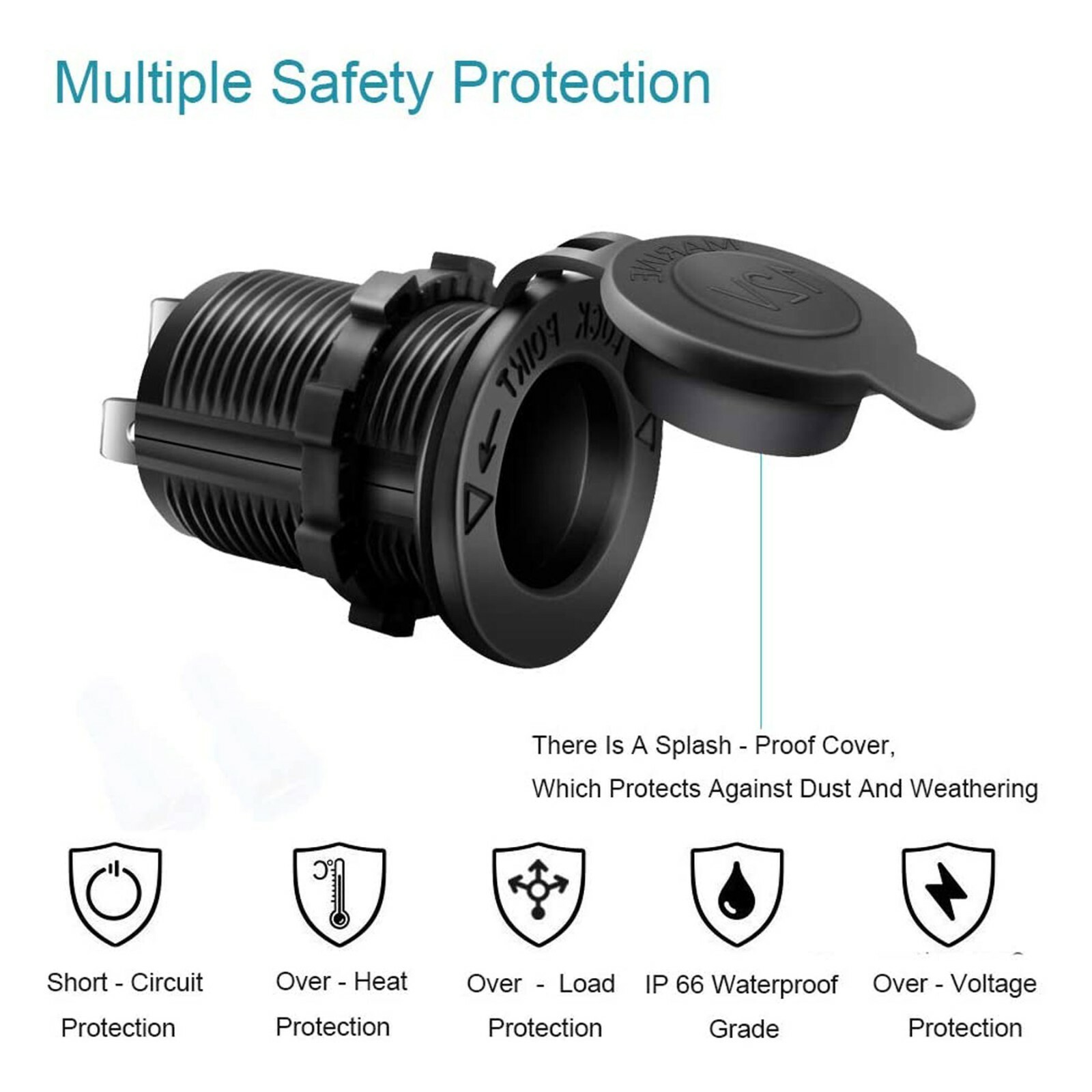 12V Waterproof Car Cigarette Lighter Socket Outlet Charger Power Adapter Plug US