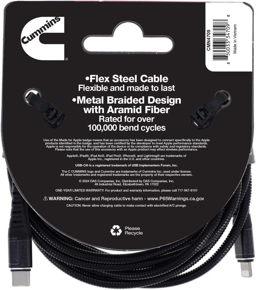 8ft Lightning to USB C Flex Cable for Apple Devices Charging