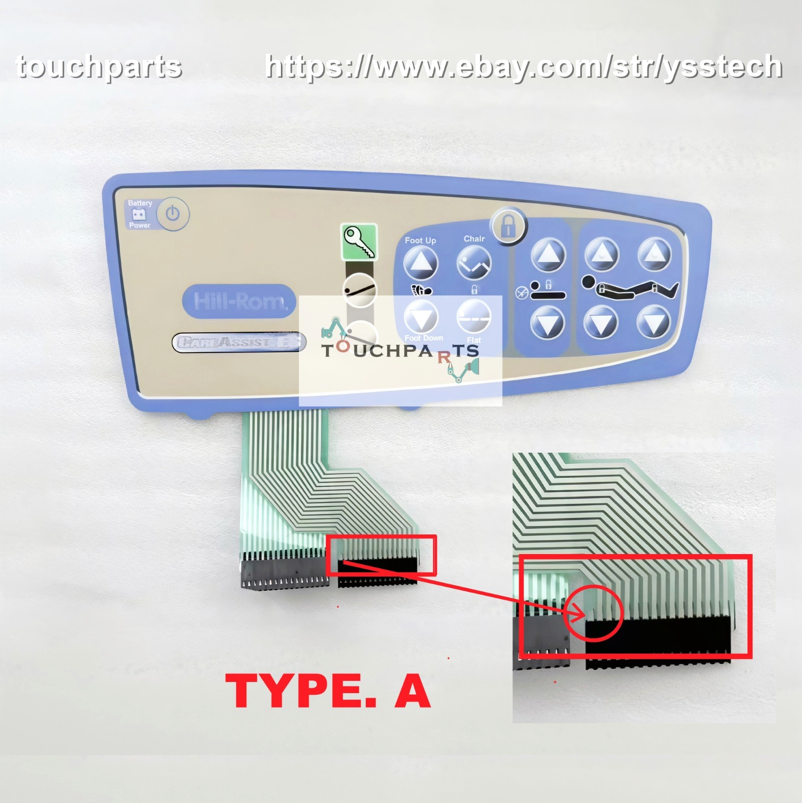 Control Panel for Hill-Rom CareAssist 141217 RH Caregiver Bed Controls Type. A