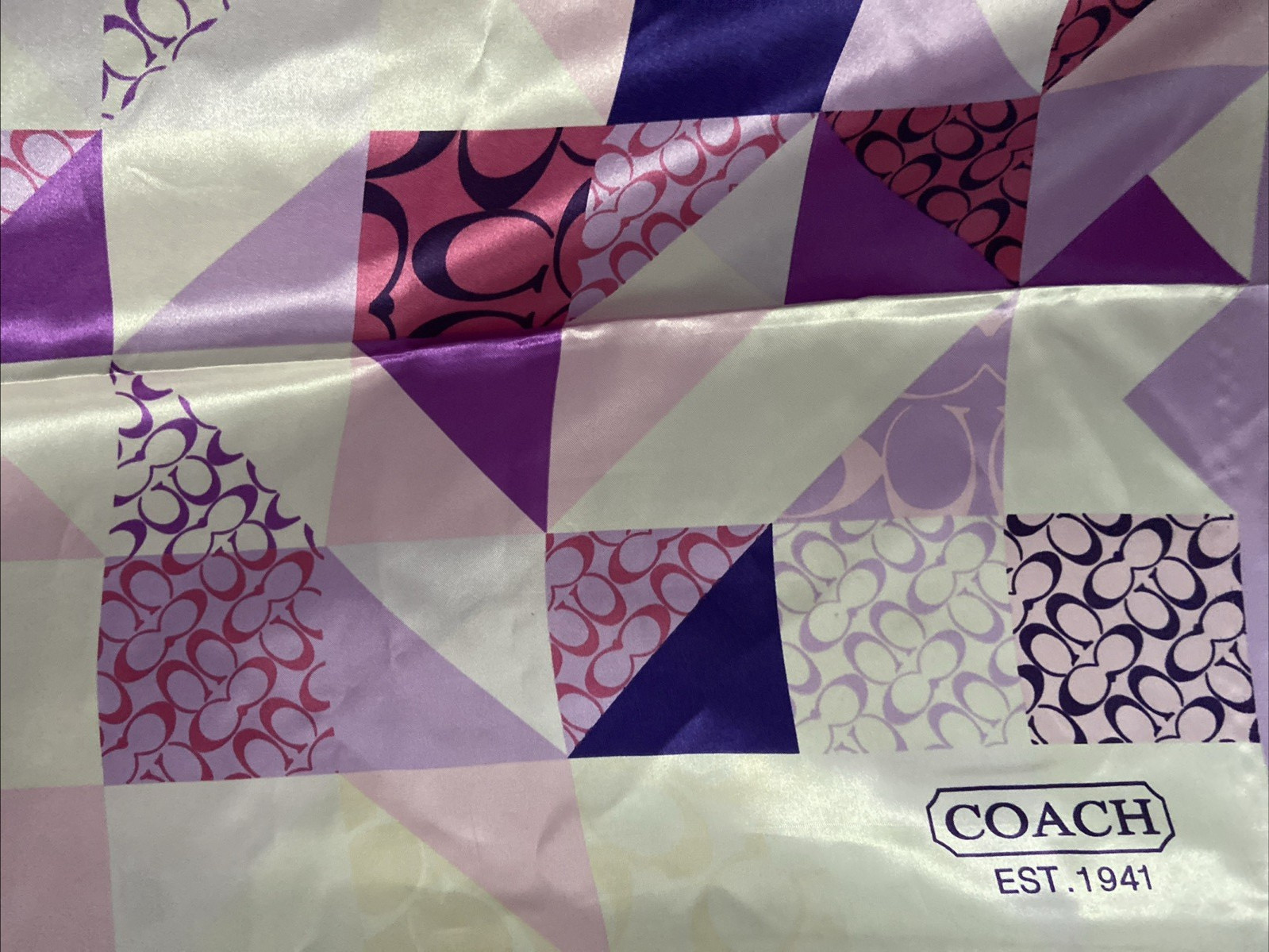 Women's Coach Signature Scarf Pink Purple 34X35" Neck