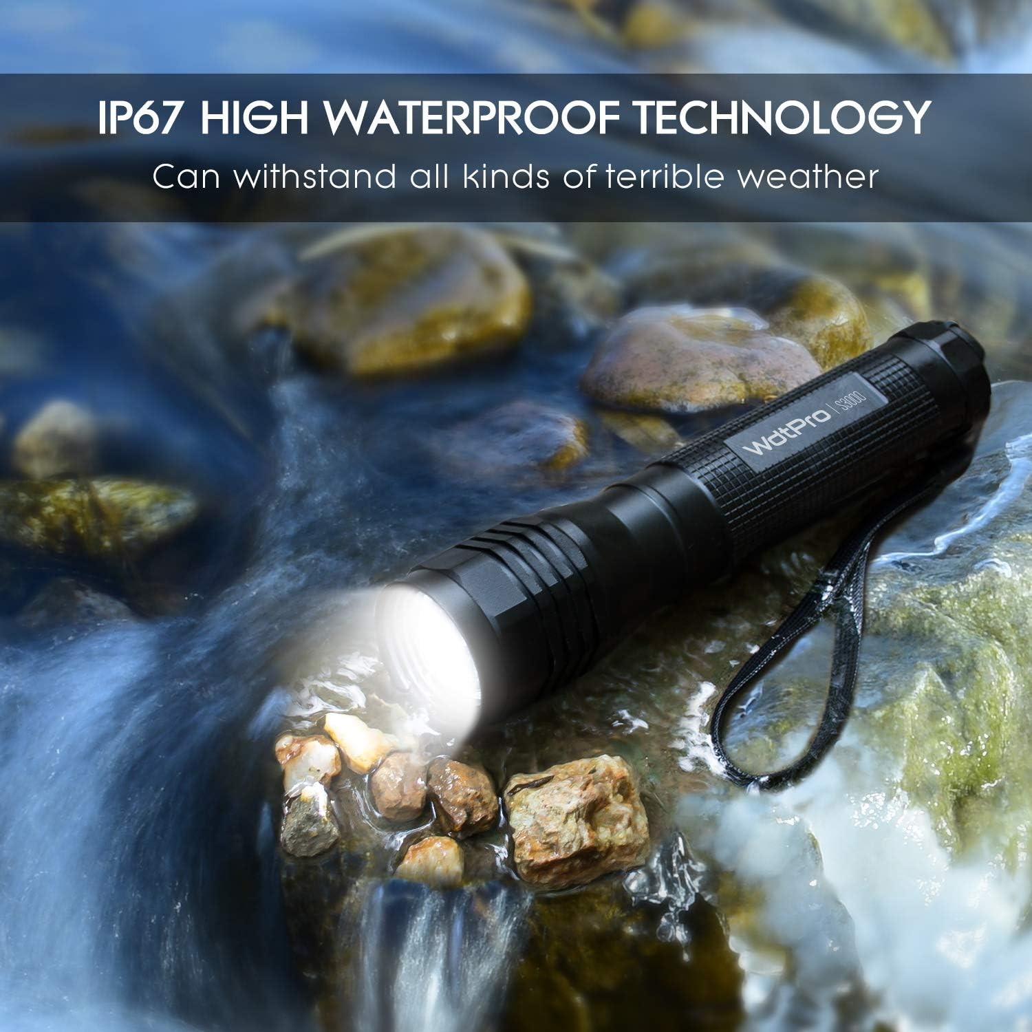 High-Powered LED Flashlight S3000, Super Bright Flashlights - High Lumen