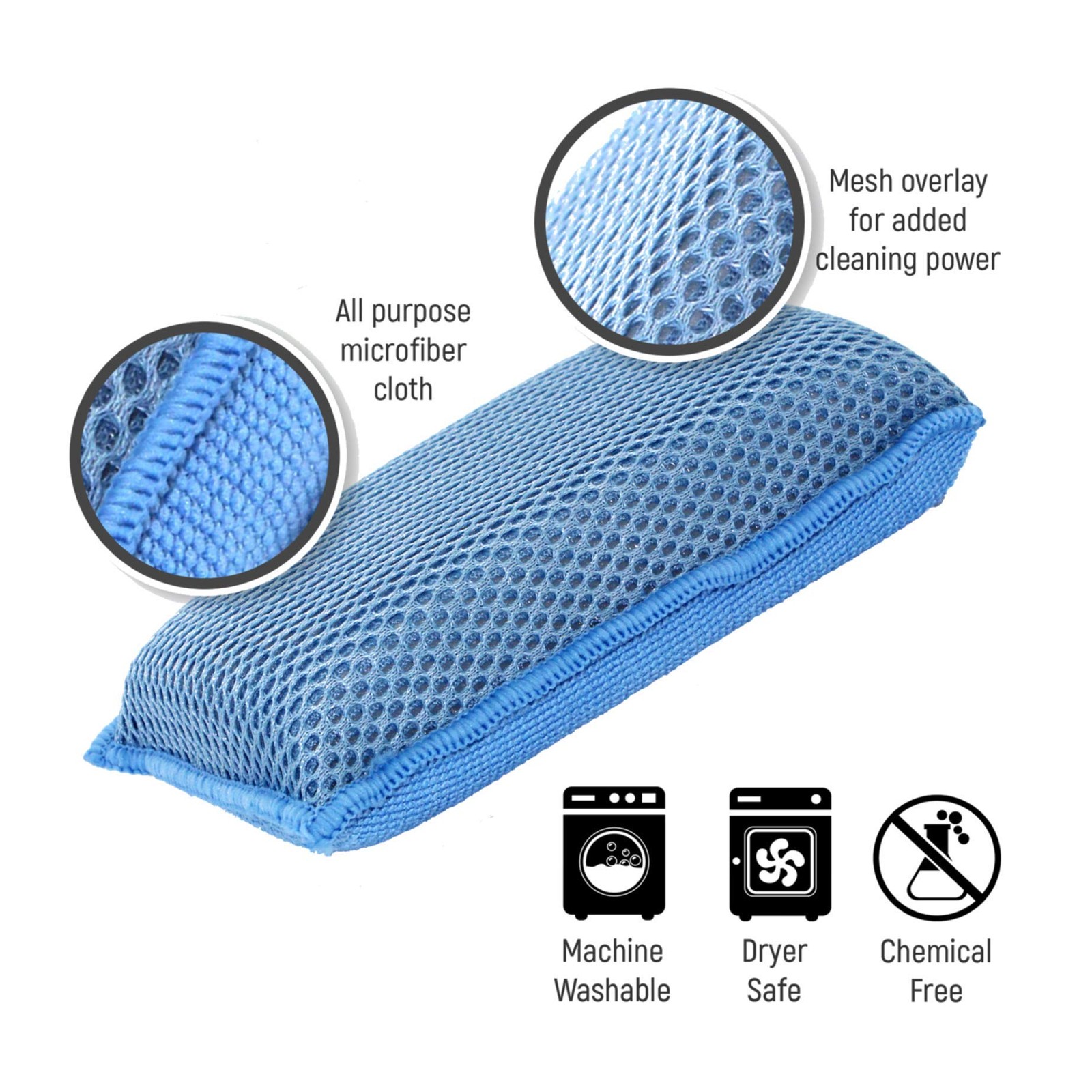 Miracle Microfiber Kitchen Sponge by Scrub-It (6 Pack) - Non-Scratch Heavy Du...