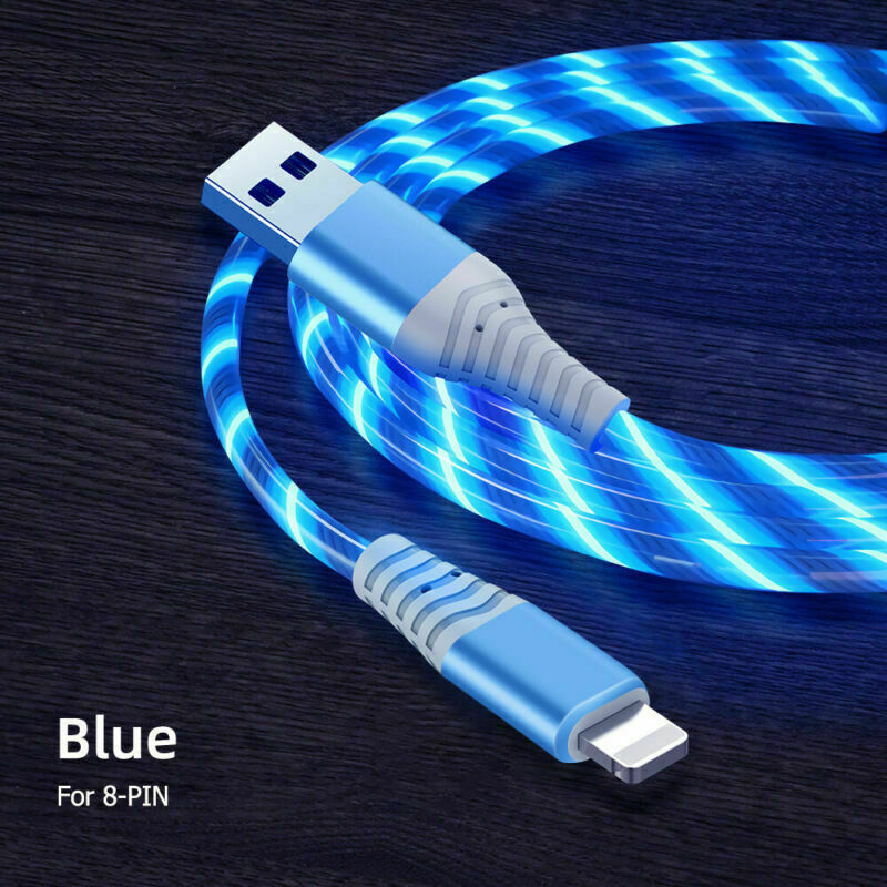 New 3.3ft LED flowing Light Up USB Charging Data Sync Cable For Samsung iPhone