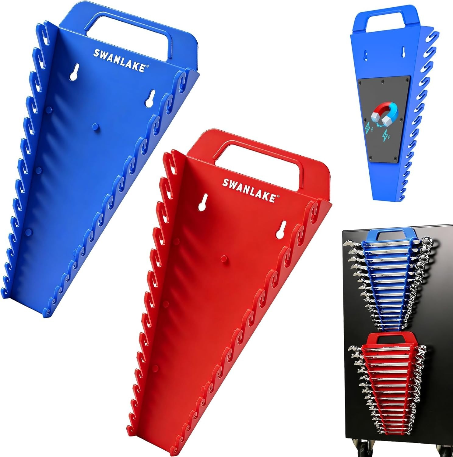 Compact and Color-Coded Wrench Organizer - 2-Pack for 30 Tools - Magnetic