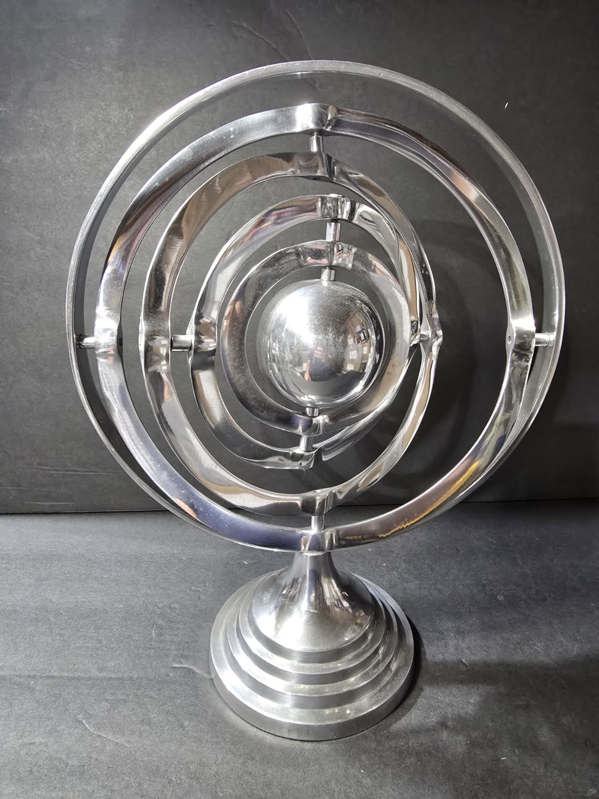 Aluminum Compass Armillary Globe Silver Decor 14" Inches DE07