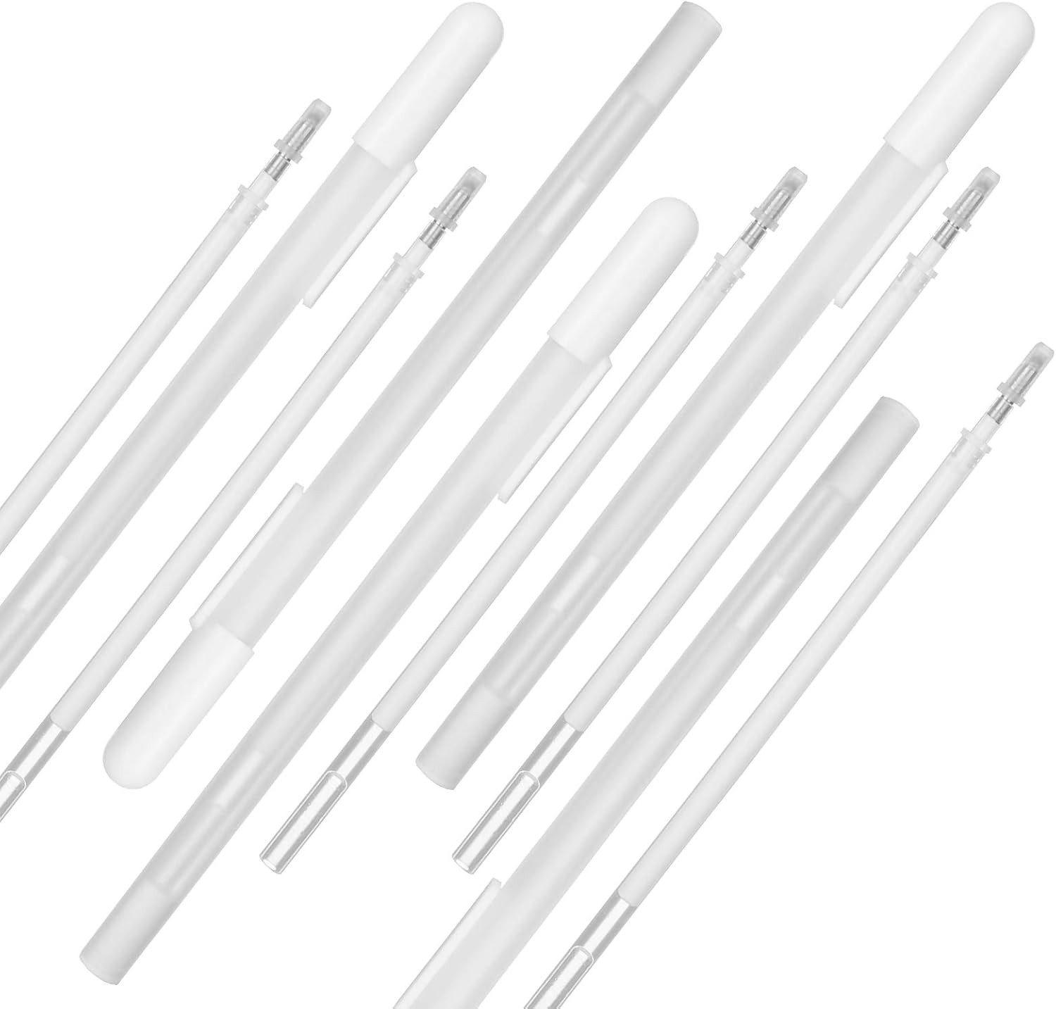 10pcs White Gel Pen Set 0.8mm Fine Point Drawing Pens with Refills for Art Desig