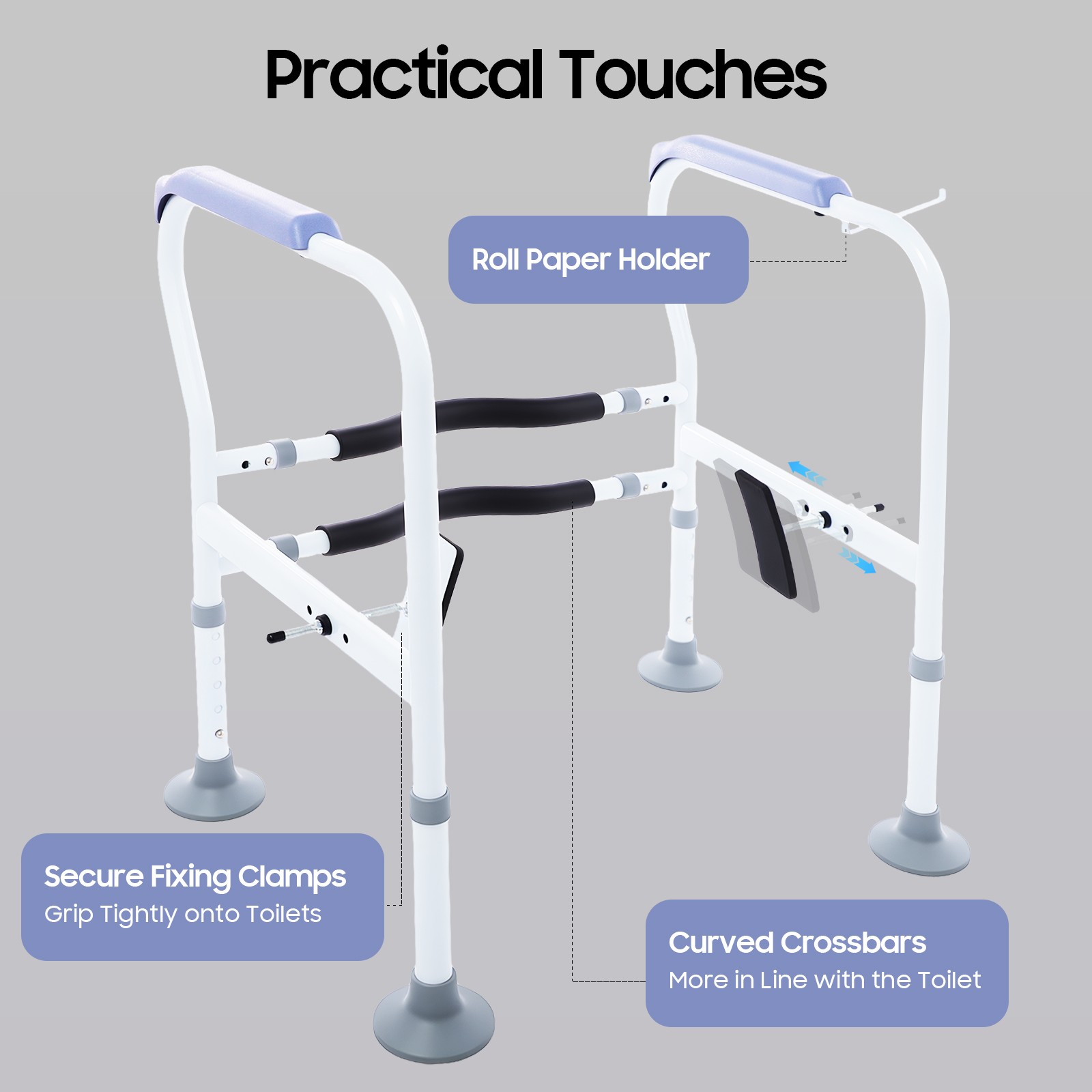 Toilet Frame Grab Bars Safety Rail Seat Handicap Assist Senior Arm Rest White US