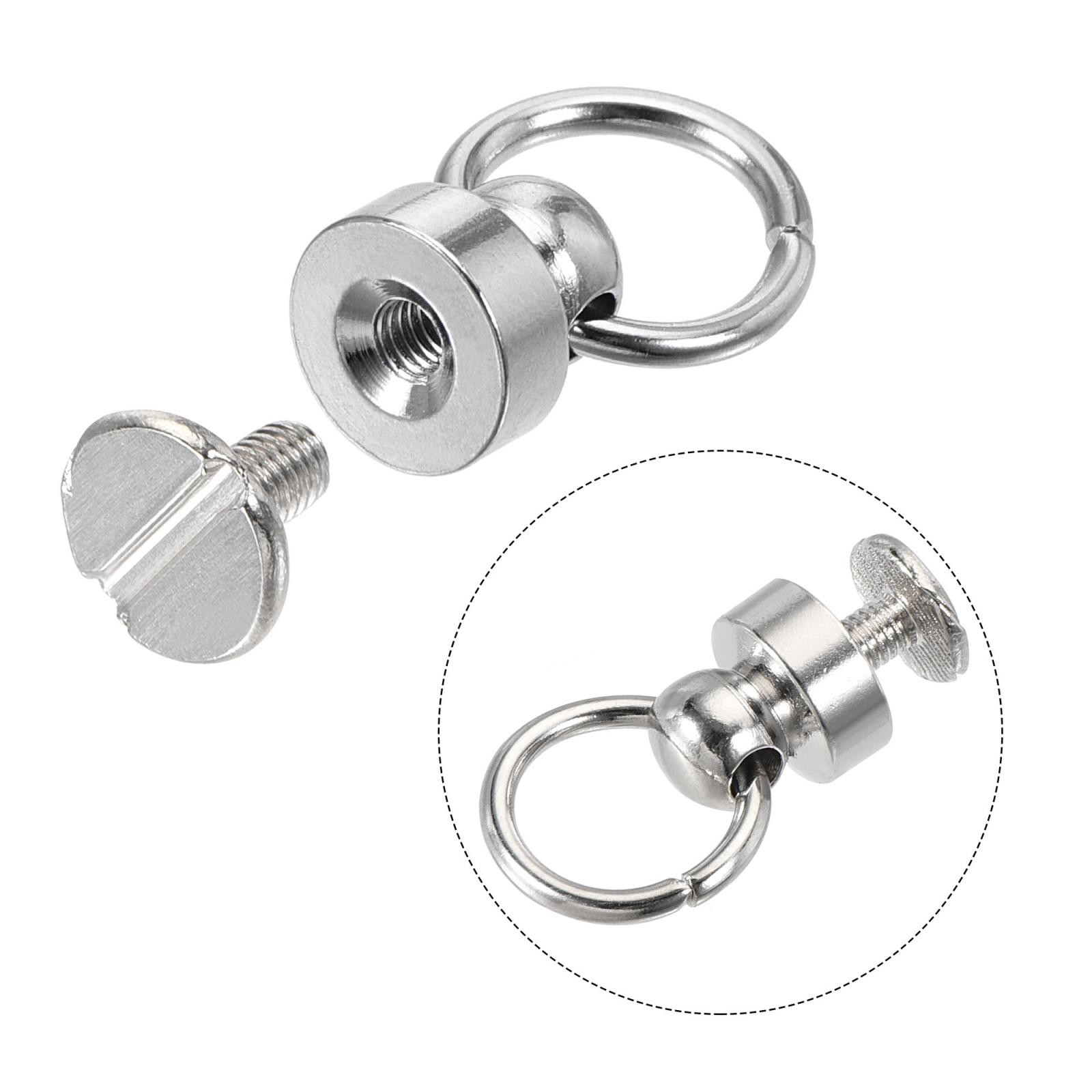 9x9.3mm Tear Ring Rivets Round Studs Head Brass Silver 6pcs