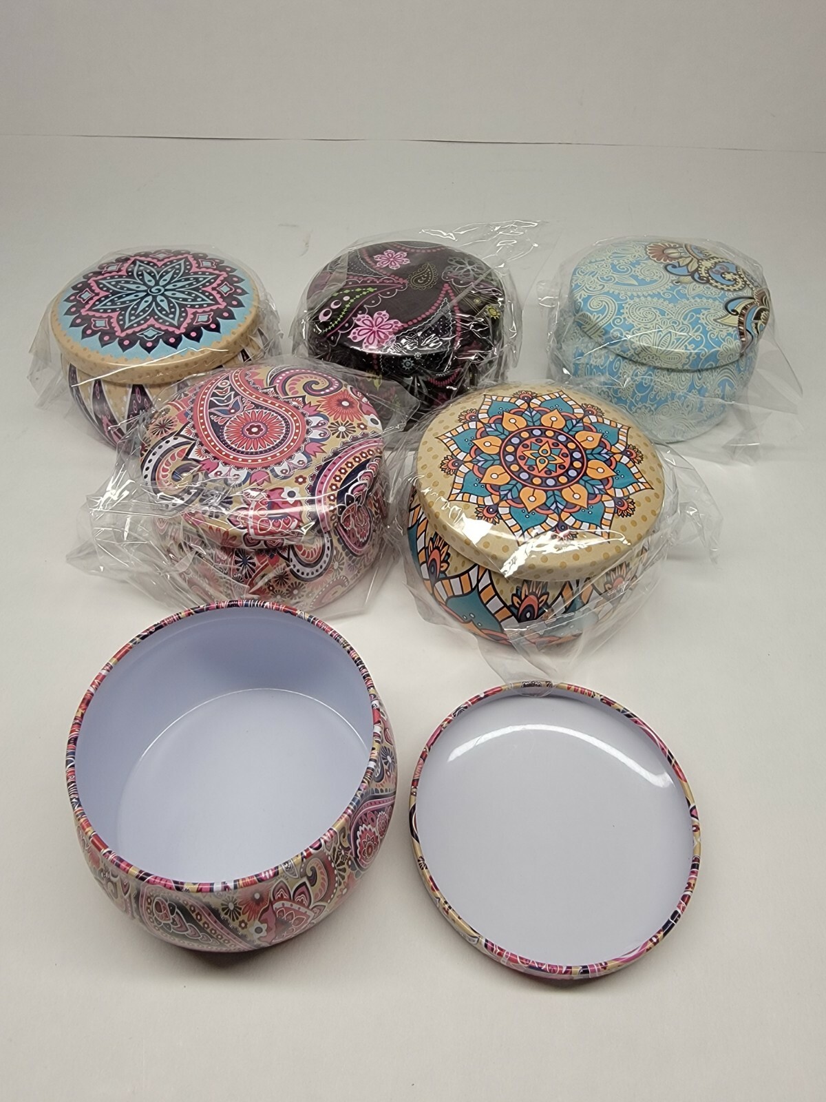 6 pcs Small metal decorative jar With Lids