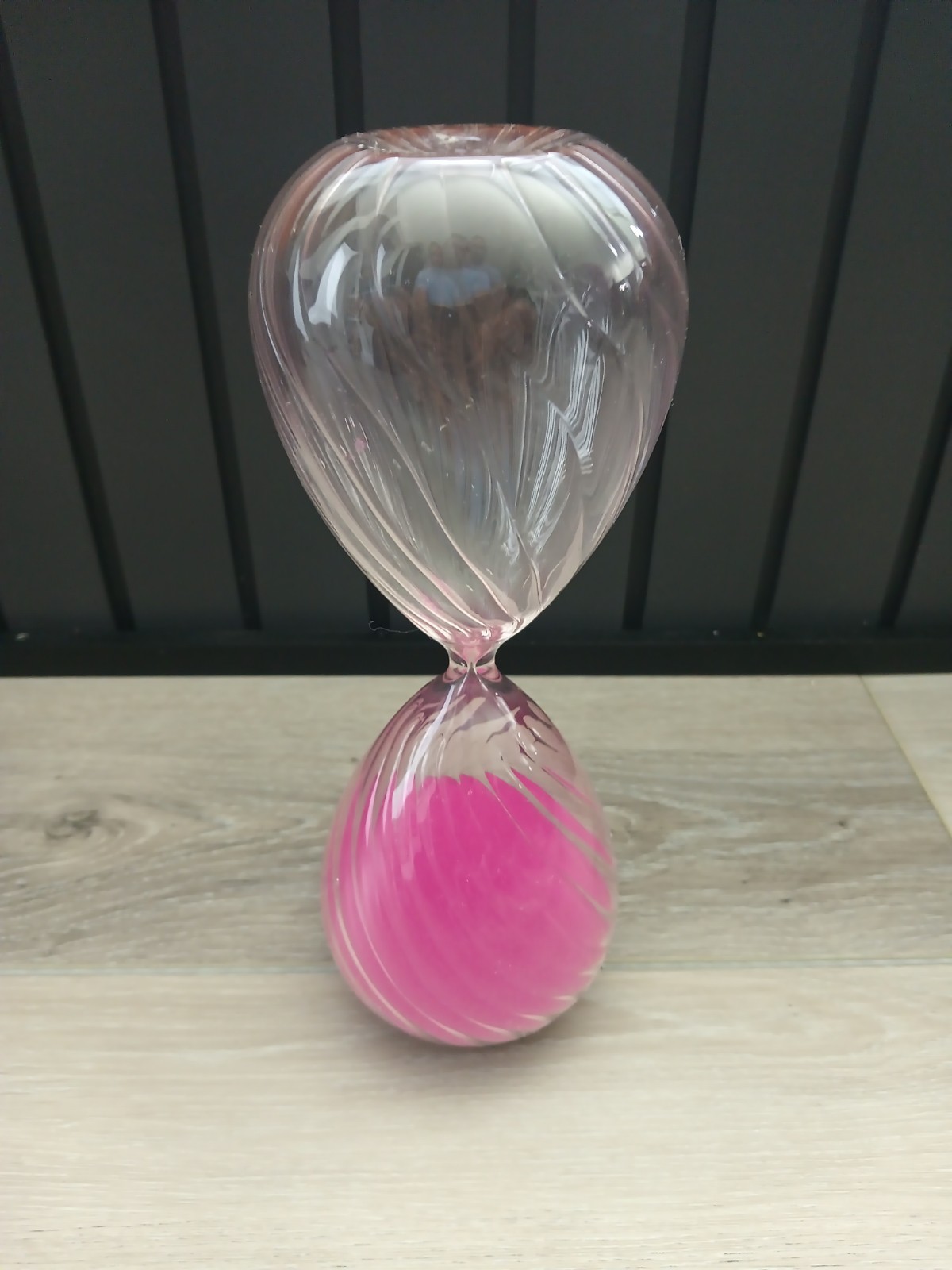 Glass Hourglass Sand Timer with Purple  Sand, Clear Body, Manual 10 inch Tall