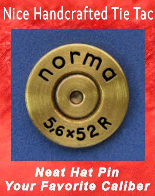 norma 5.6 x 52R Caliber Cartridge Hat Pin Shooting Jacket Pin Tie Tack Gun Ammo