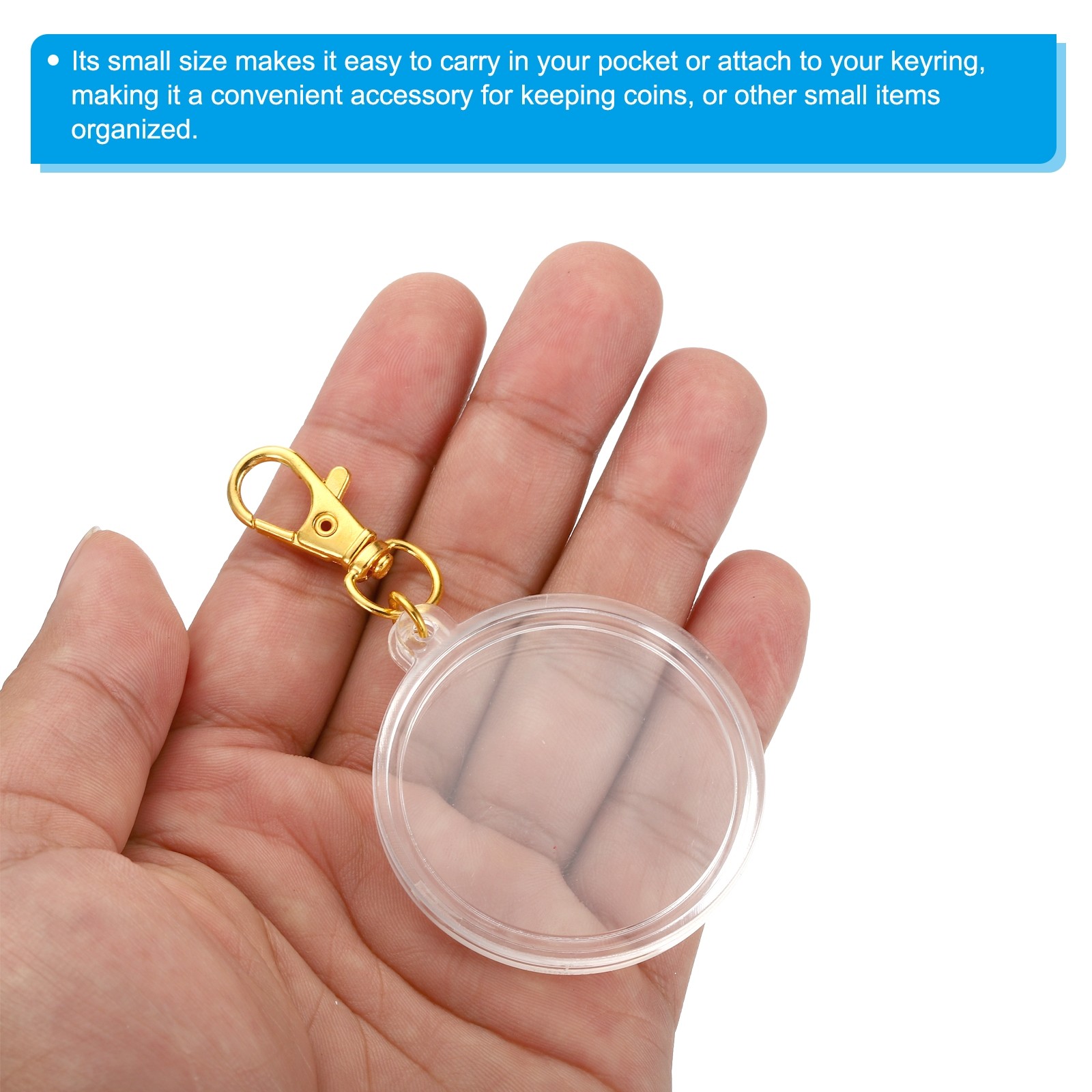 Plastic Coin Keychain Holder, 3pcs Round Coin Case, Gold