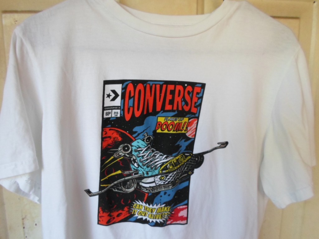Converse Men's Planet of Doom Comic Style Graphic Tee Shirt Size M White