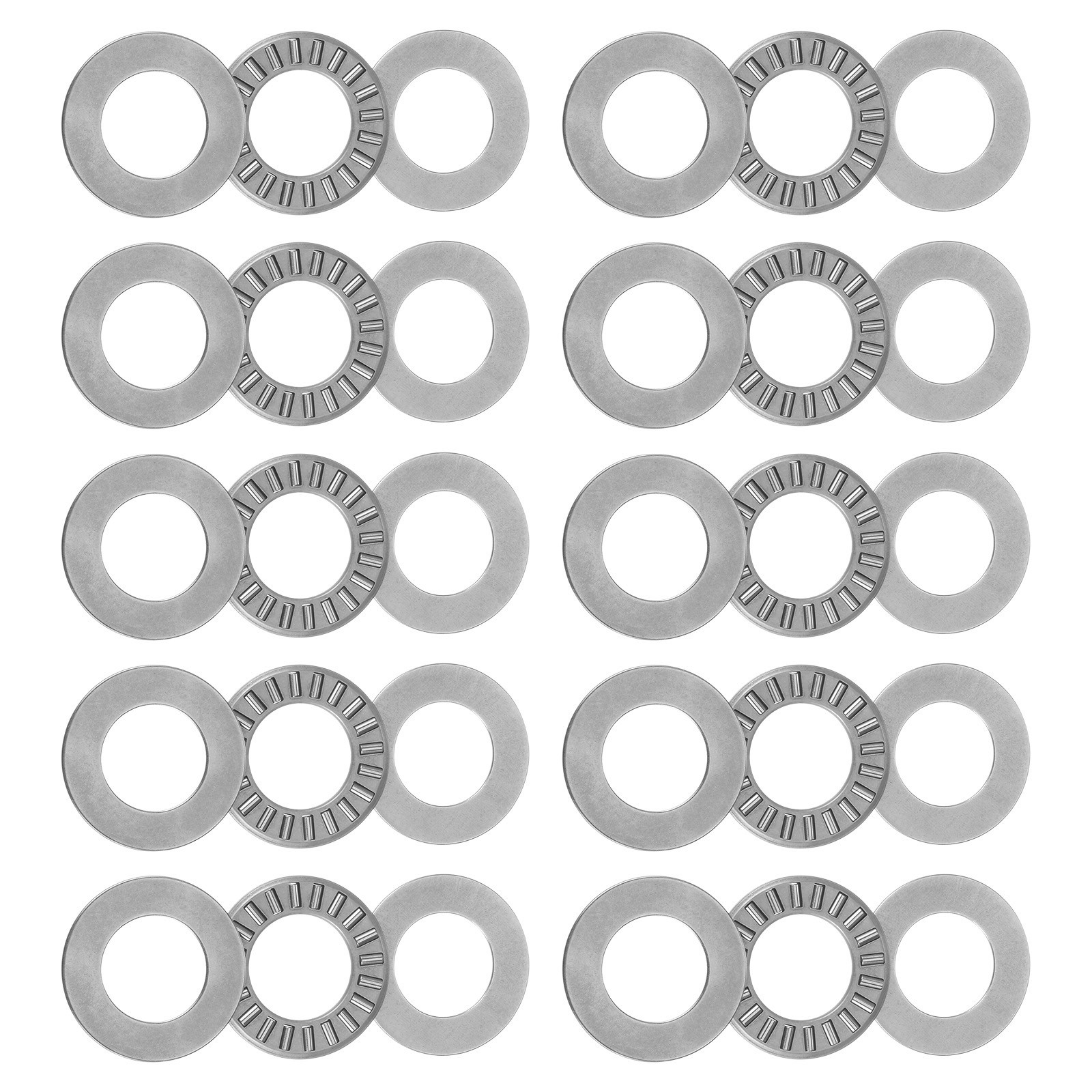 10pcs 5/8" Bore 1-1/8" OD 5/64" Thickness Needle Roller Thrust Bearings w Washer