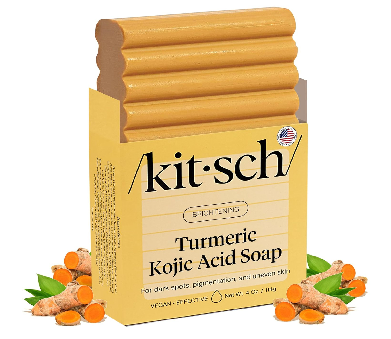 Kitsch Kojic Acid Soap – Turmeric Soap Bar with Hyaluronic Acid & Shea Butter –