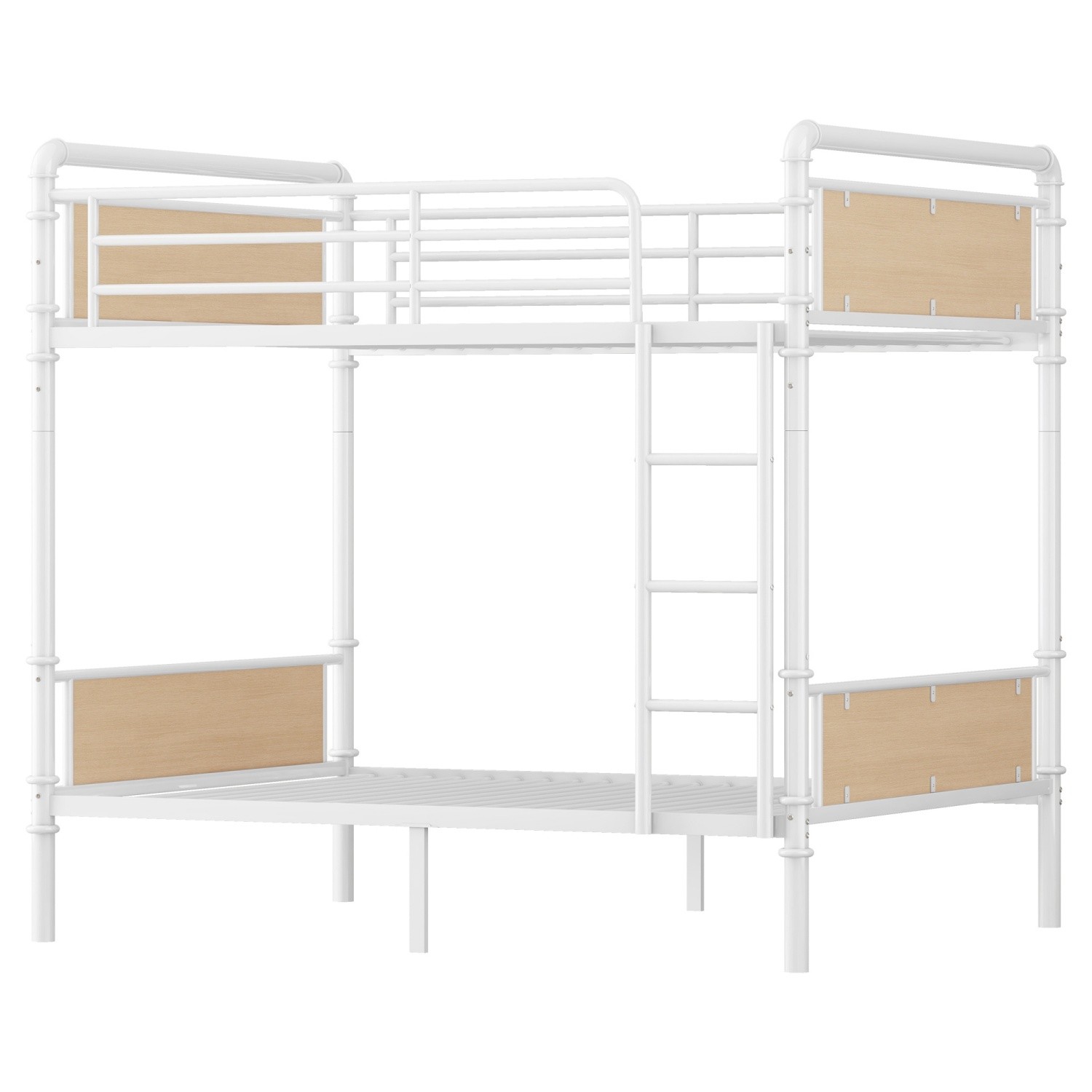 Twin XL Over Twin XL Metal Bunk Bed Convertible Into Two Single Bed White/Black