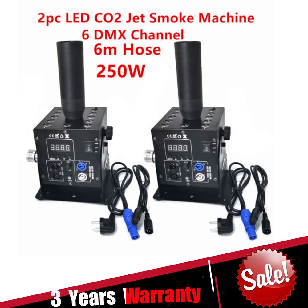 2 Pack LED CO2 Jet Smoke Machine & 6m Hose CO2 Cannon DMX Blaster DJ Disco Stag