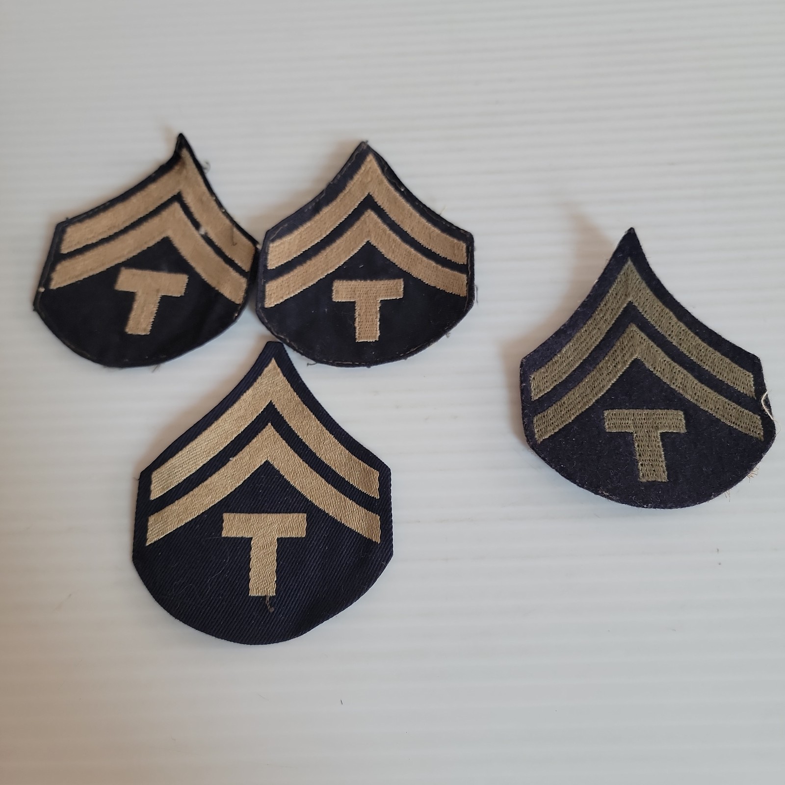 WWII US Army Technician Rank Chevron Patches T Grade Wool/Twill Lot of 4 Orig.