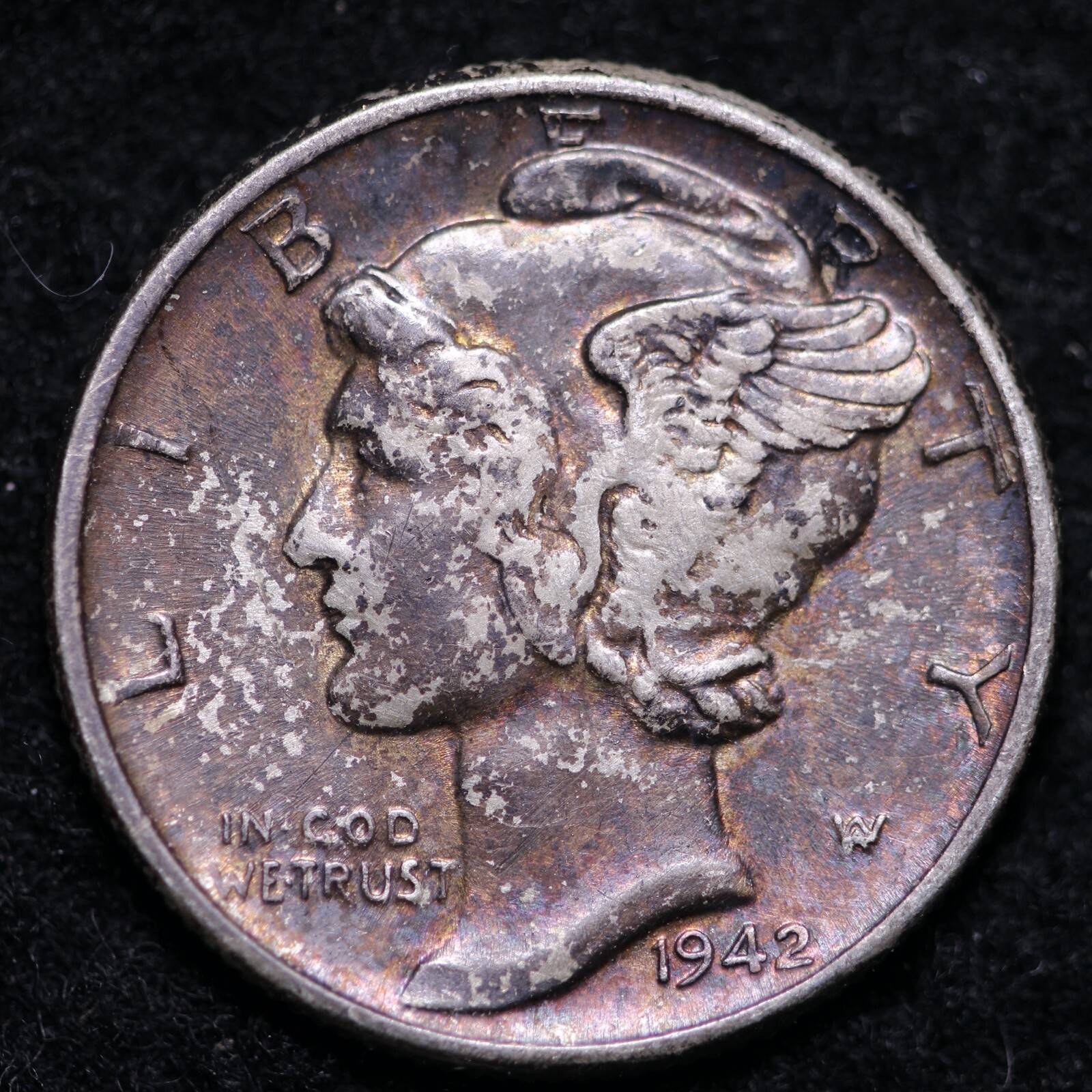 1942 Mercury Dime CHOICE UNC Toned FREE SHIPPING E848 AE