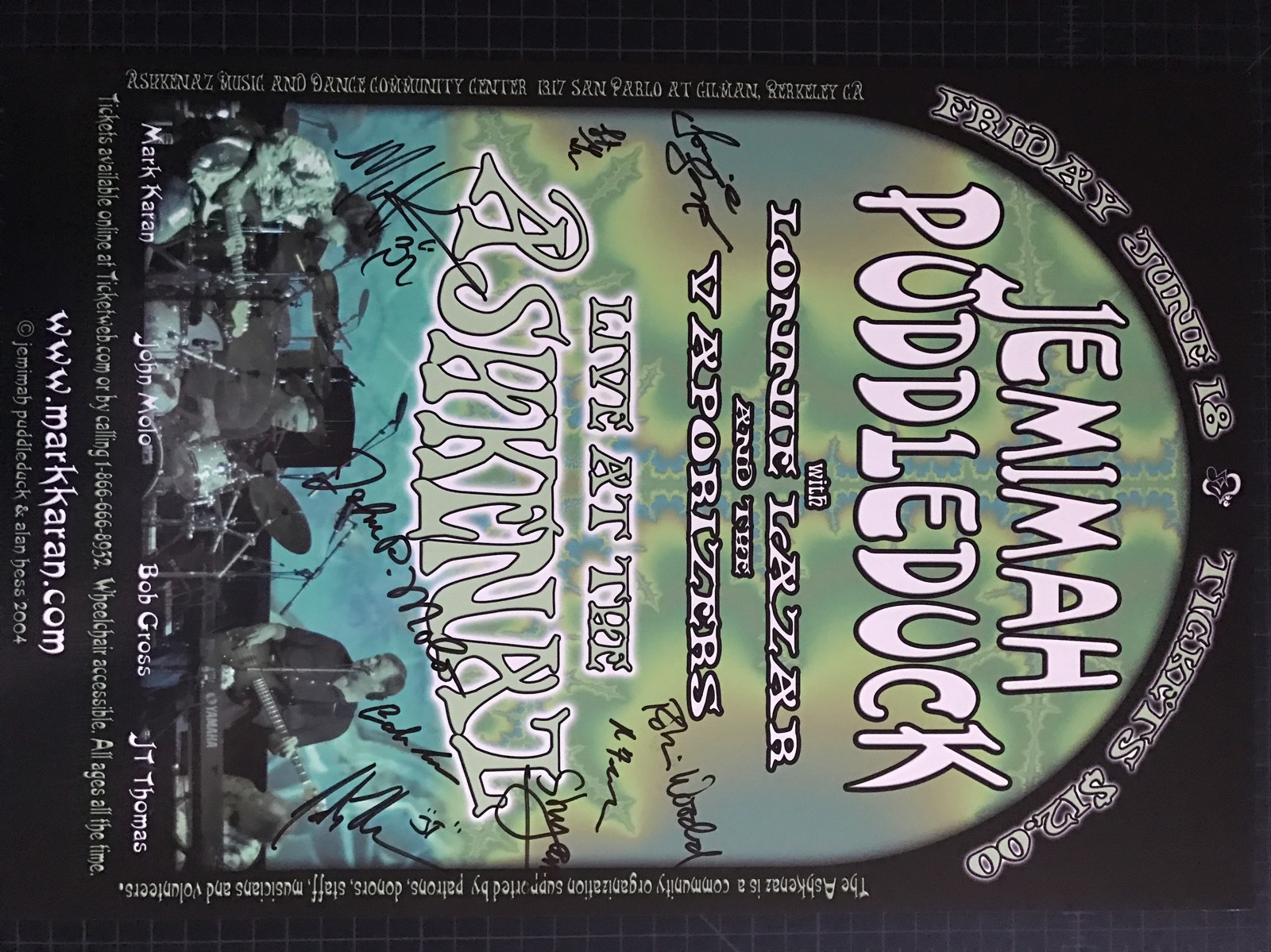 JEMIMAH PUDDLEDUCK GRATEFUL DEAD MARK KARAN MOLO LIVE BERKELEY CA 2004 *SIGNED