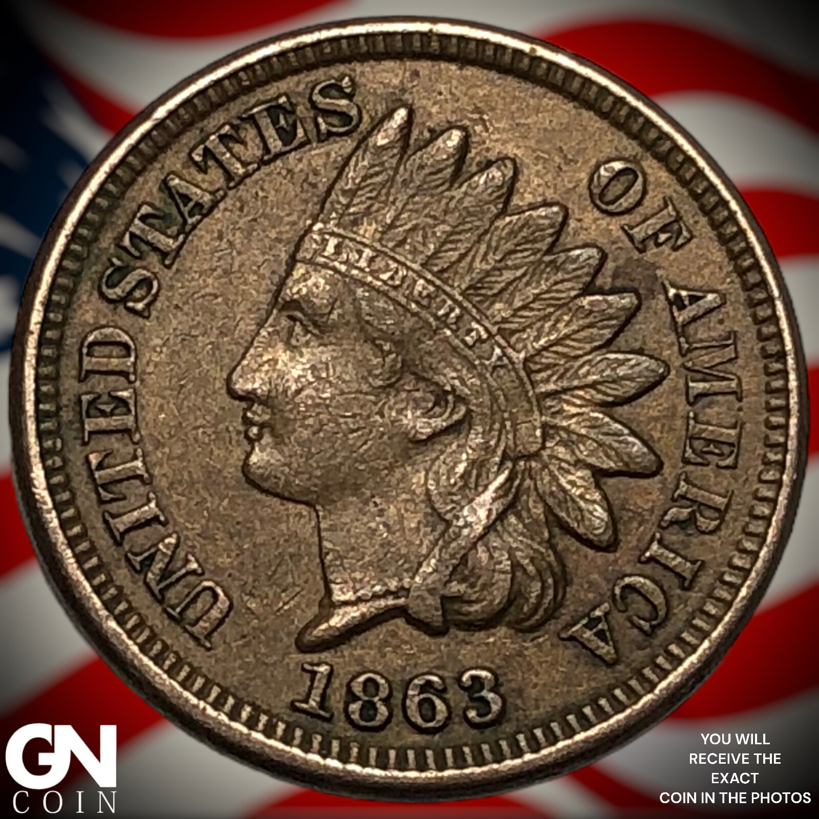 1863 Indian Head Cent Penny X6481