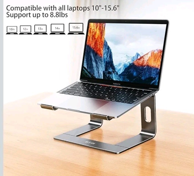 Pivot Silver Aluminum Anti-Slip Laptop Stand Riser for Laptop Height 4.5" Office