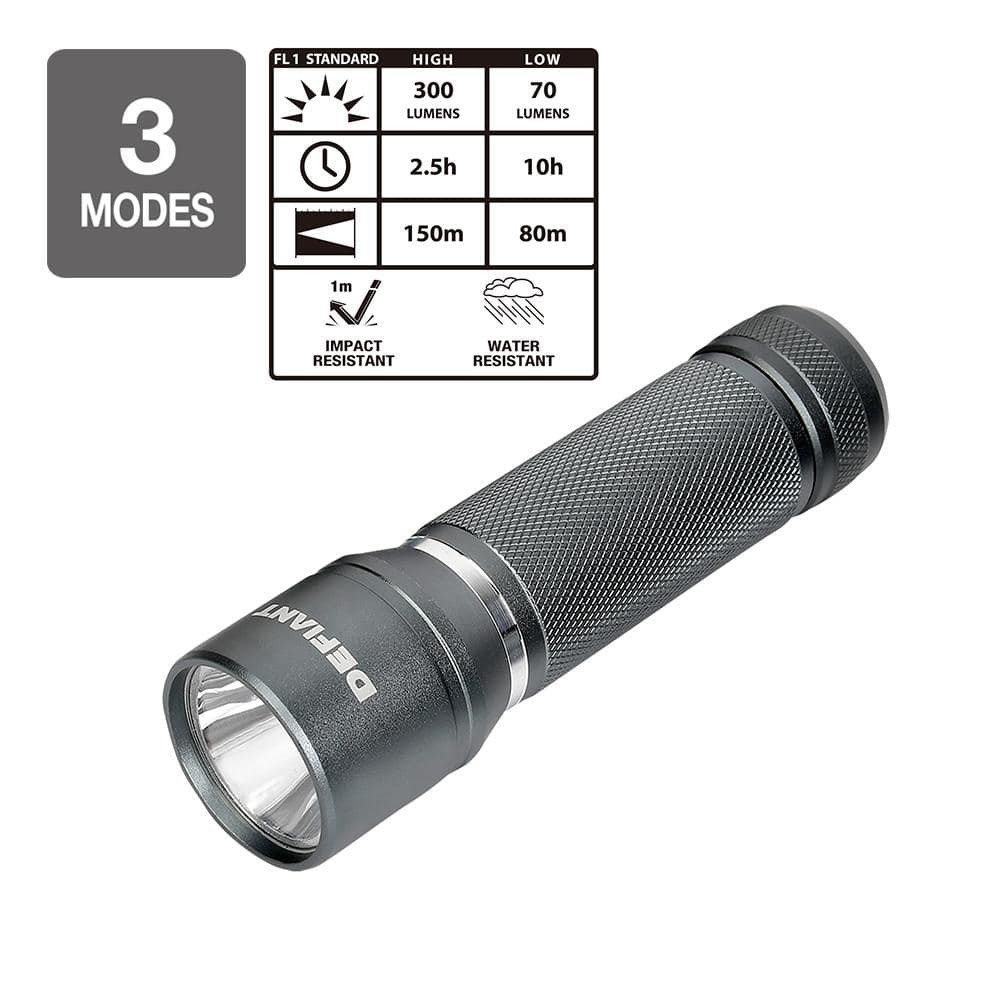Defiant 300 Lumens Aluminum Flashlight (3-Pack)