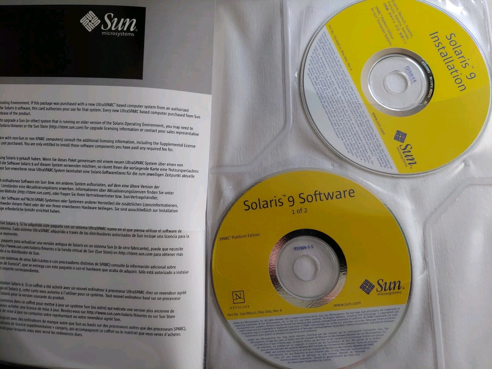 Sun Microsystems Solaris 9 Operating System Environment OS Install SPARC DVD CD