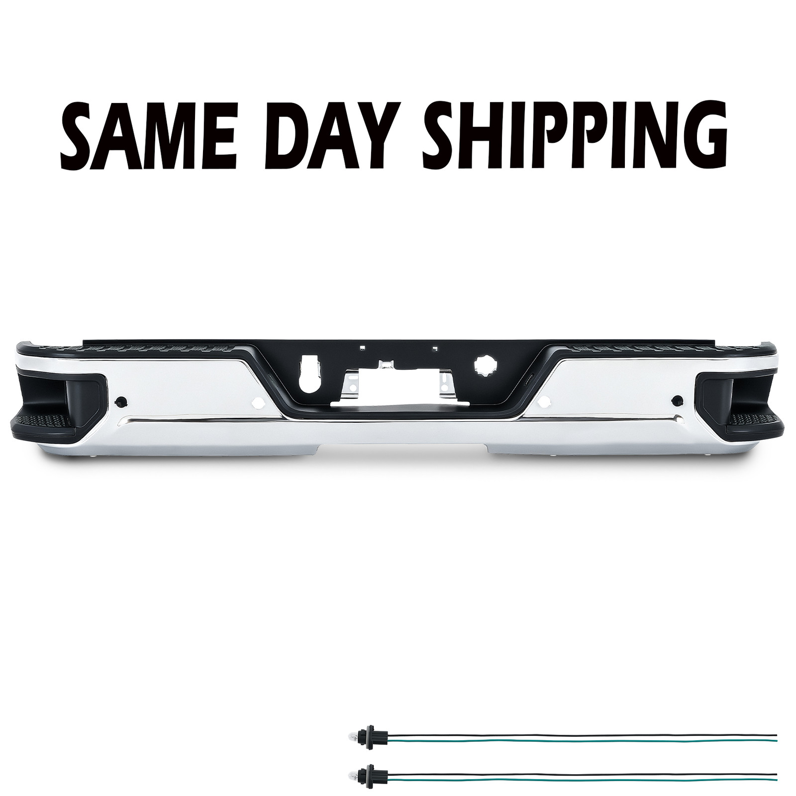 Chrome Rear Bumper w/Park Sensor For 2019-2024 Chevy Silverado 1500 GMC Sierra