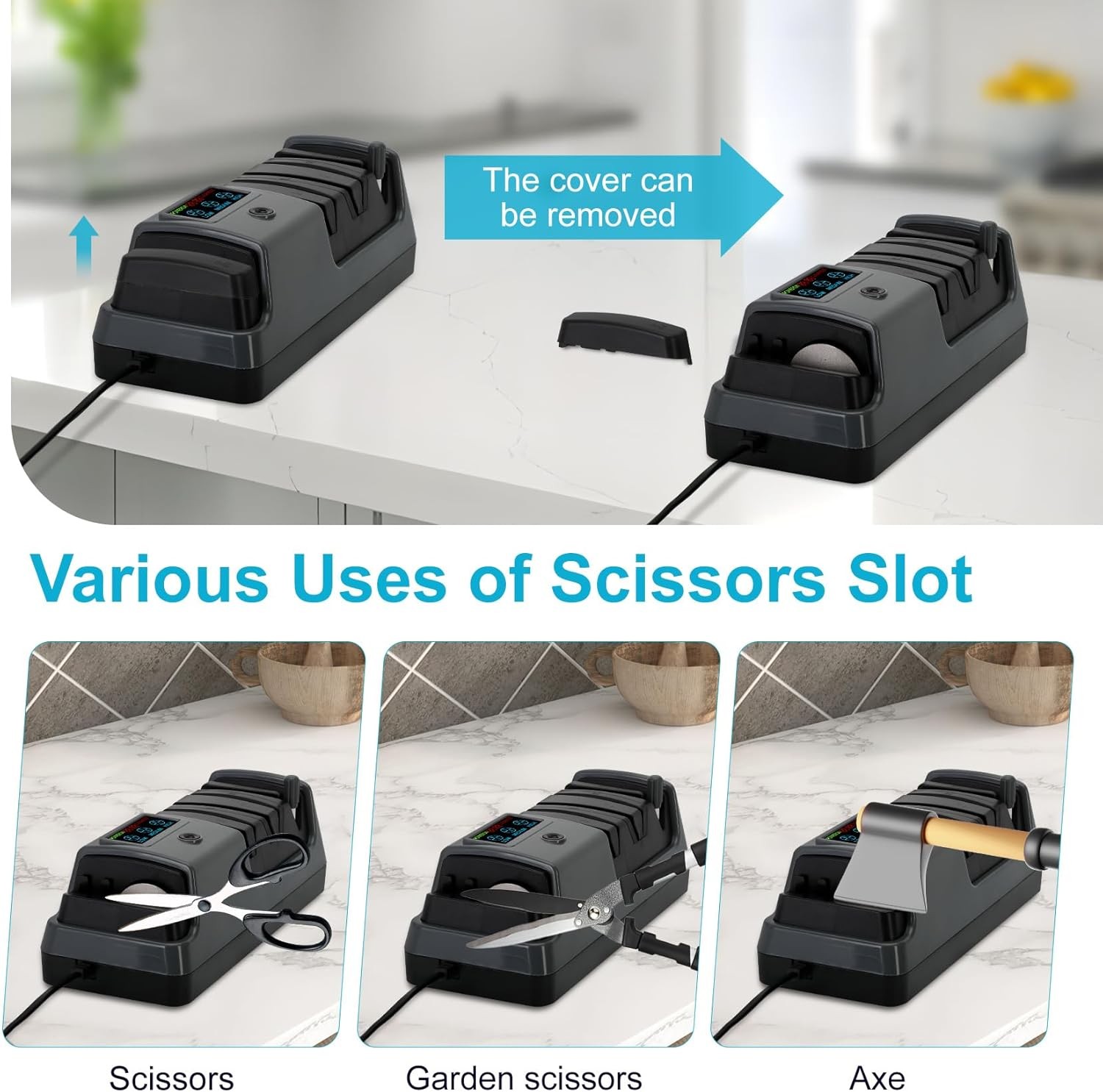 5 in 1 Electric Knife Sharpener-3 Rotational Speed Adjustable Knife Sharpener