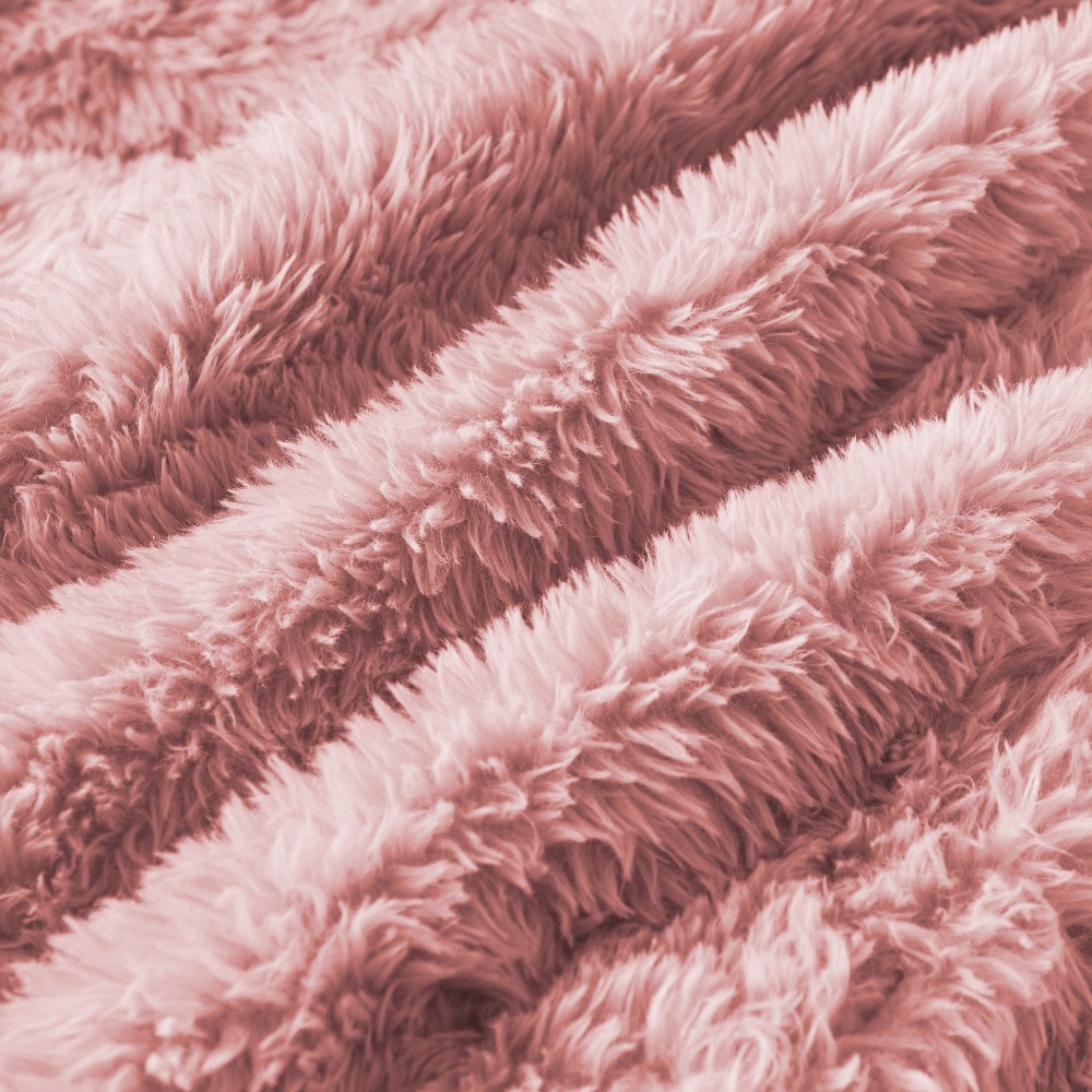 2-seater Sectional Couches Soft Fluffy Plush Fabric Bottom Anti-Slip Design Pink