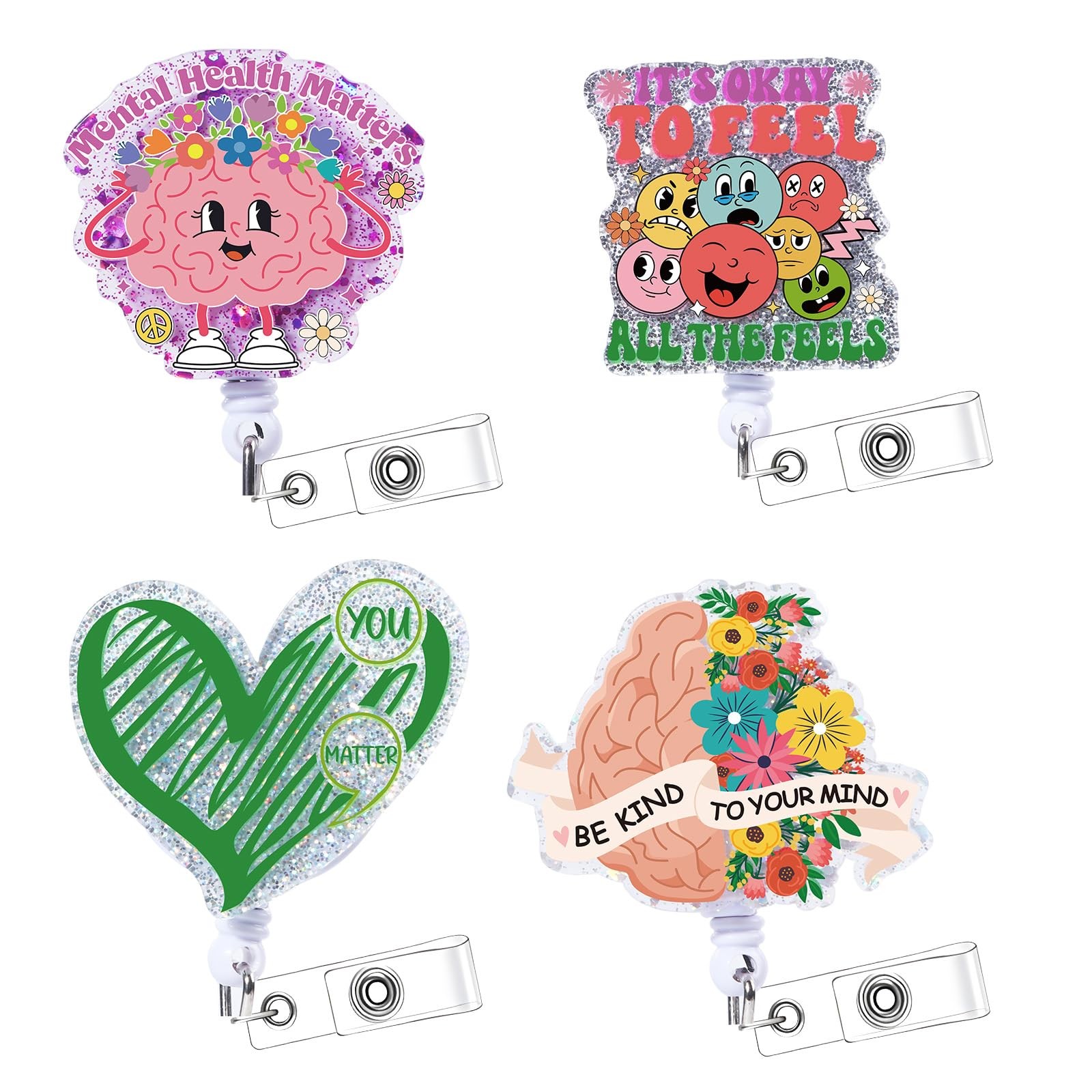 Mental Health Matters Badge Reel - NOVBAUB 4PCS Style