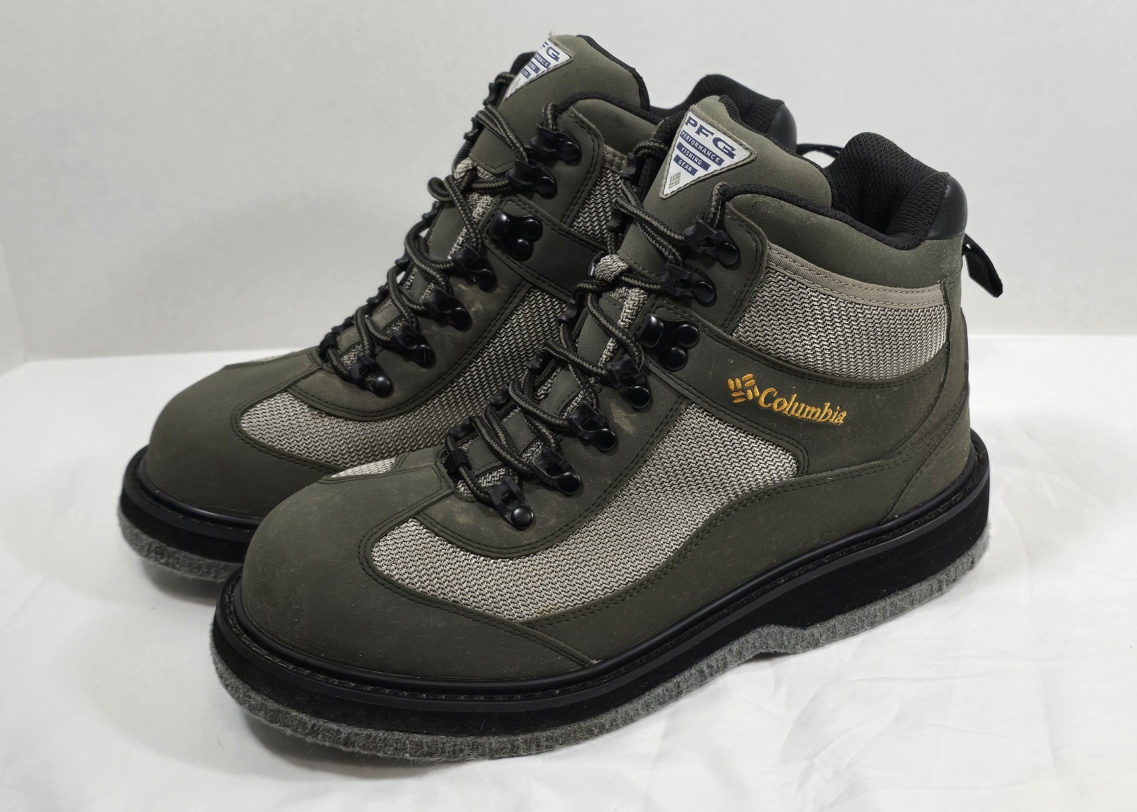 Columbia Professional Fishing Gear PFG Mens Lace Up Soft Sole Boots Size 9 Green