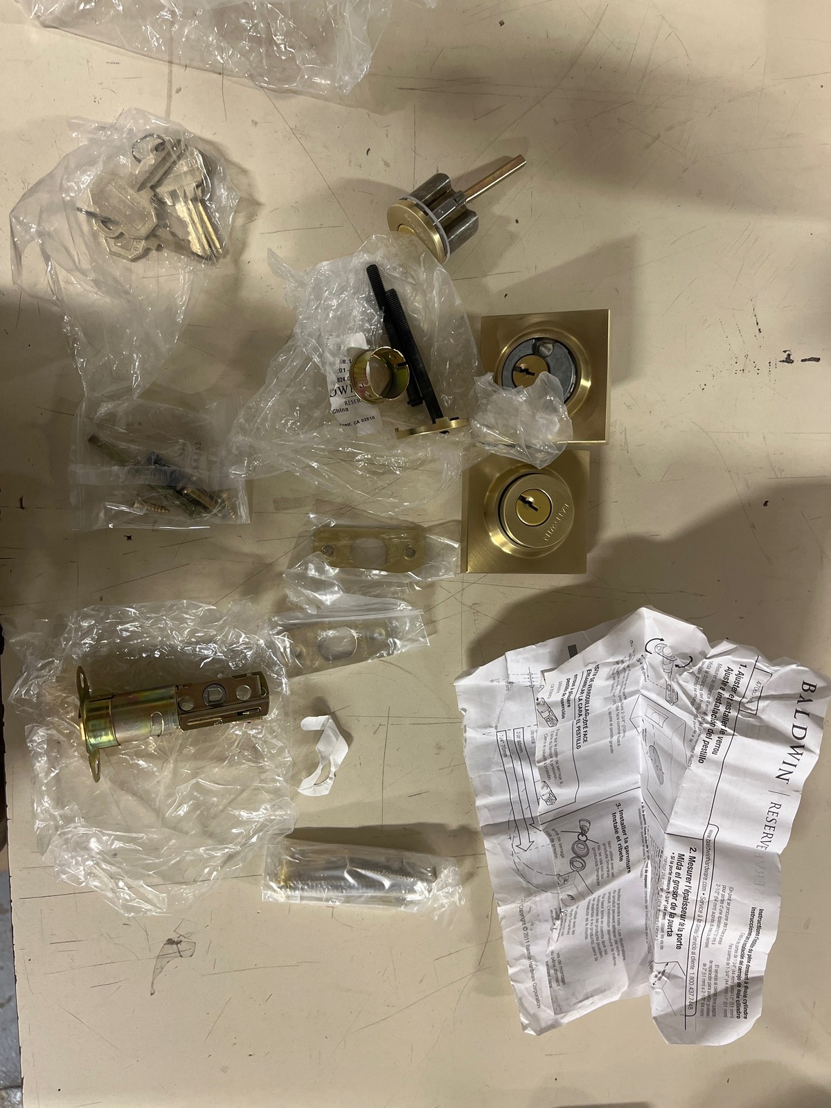 Baldwin DCCSD044 Double Cylinder Keyed Deadbolt St Brass Finish *sold as picd*