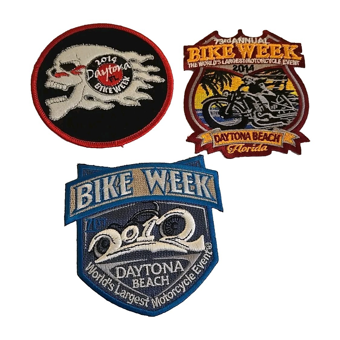 Daytona Beach FL Annual Bike Week Motorcycle Iron On Patches Lot Of 3