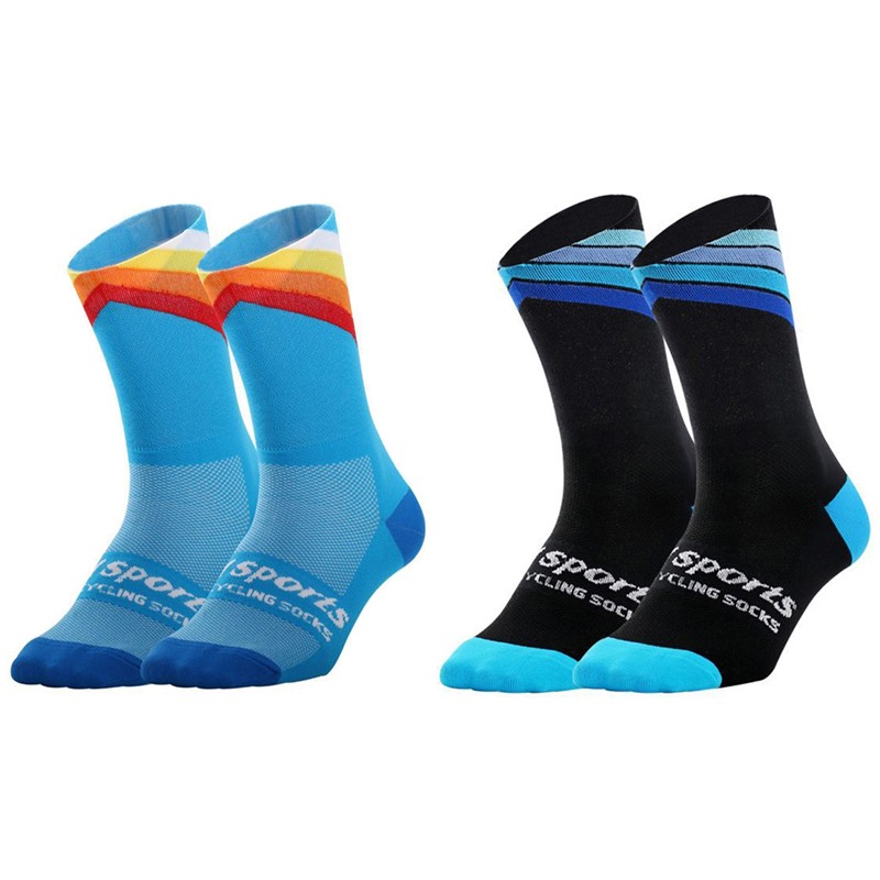 2Pairs Cycling Socks Riding Bicycle Bike Sports Ankle Socks XC MTB Black Blue