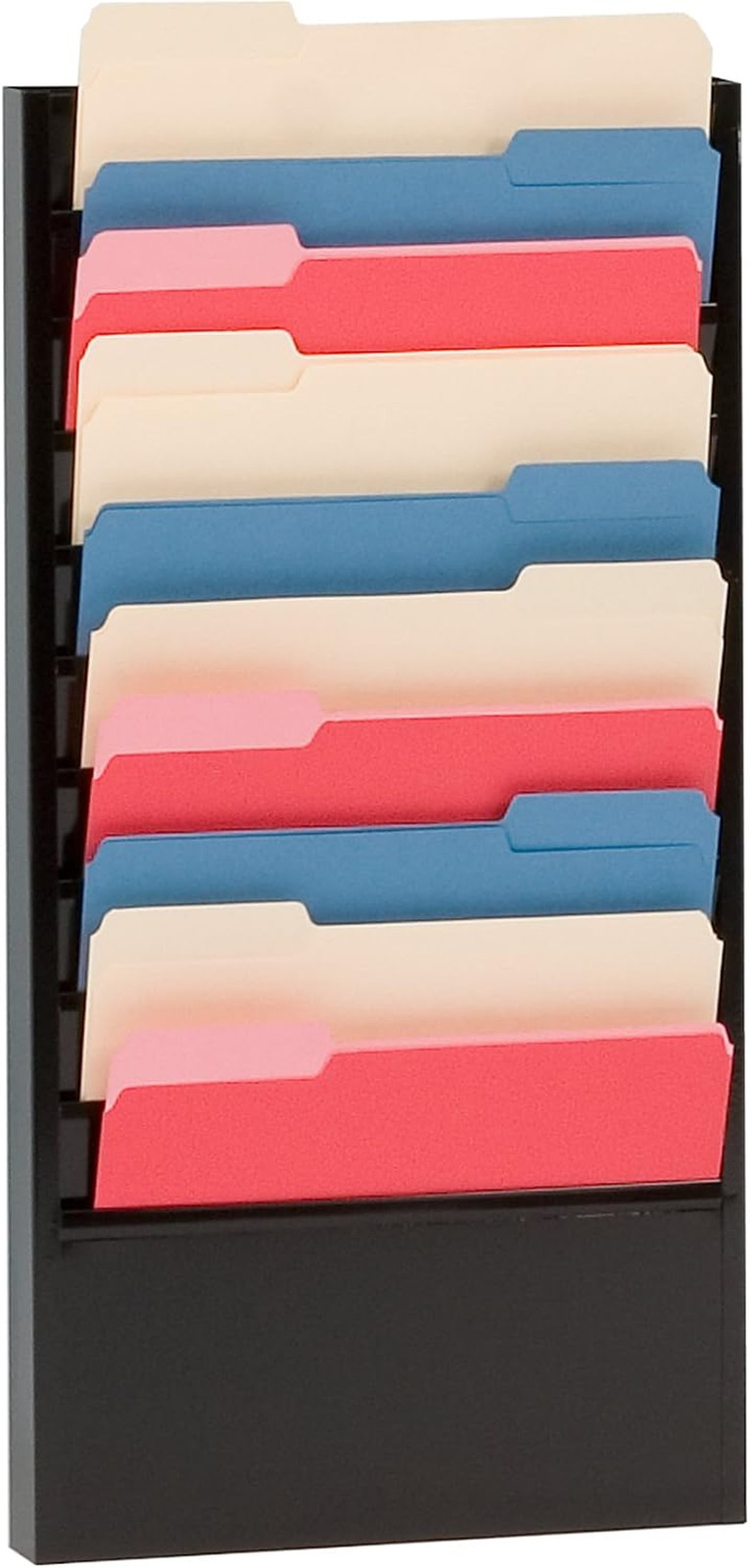 406-08 Black Cold Rolled Steel 10 Large Pocket Forms Literature Rack, 13-1/4" Wi