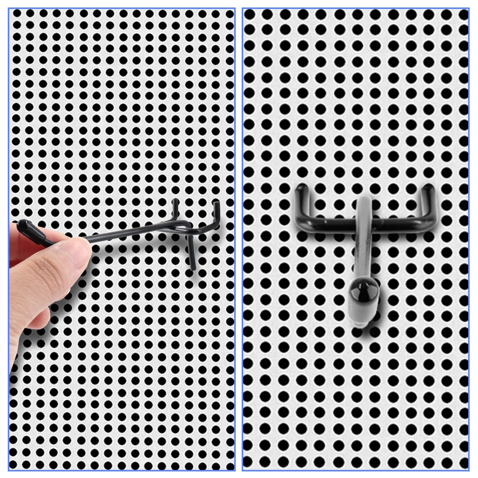 100 Pcs 4 Inch Black Pegboard Hooks for 1/4" 3/16" 1/8" Pegboard Storage