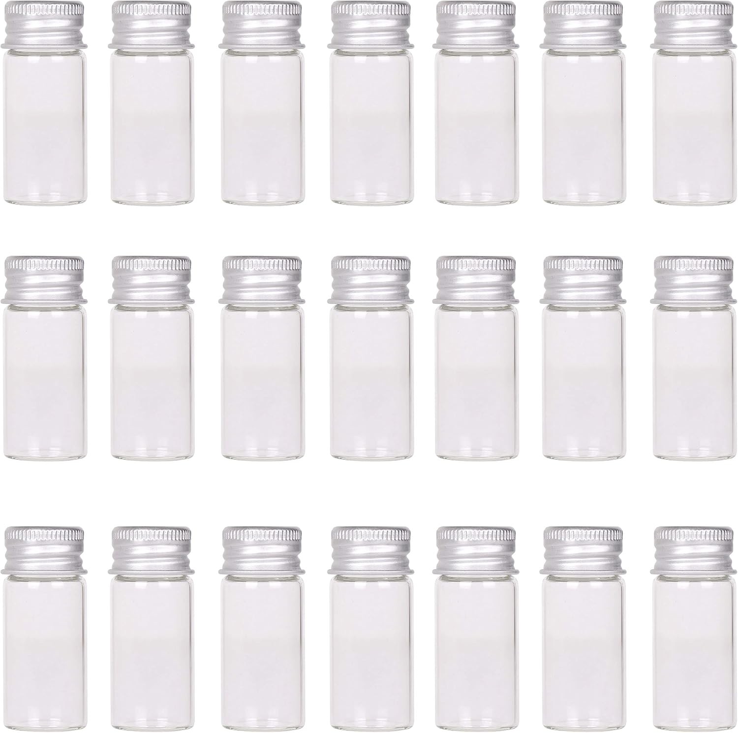 24 Sets 10ml Glass Vials Small Bottles Mini Tiny Jars with Aluminum Screw Caps S