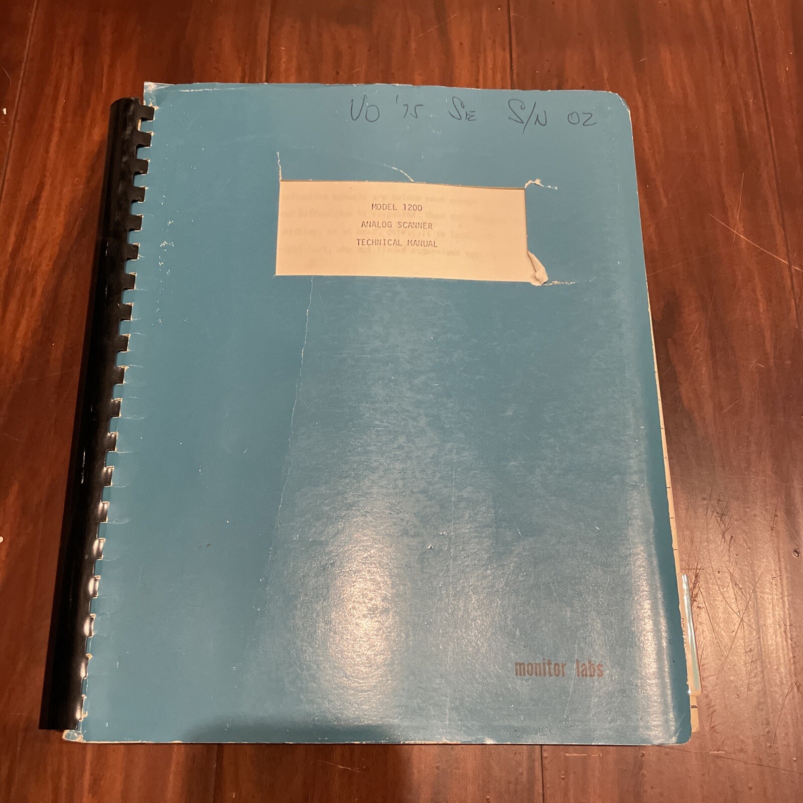 Monitor Labs Model 1200 Analog Scanner Technical Manual
