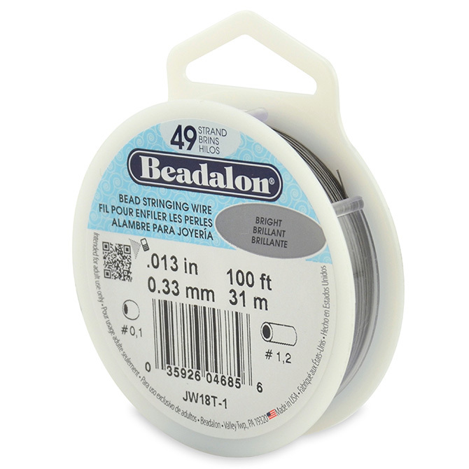 Beadalon Bead Stringing Wire 49 Strand 30/100 FT. BRIGHT Various Sizes + Colors