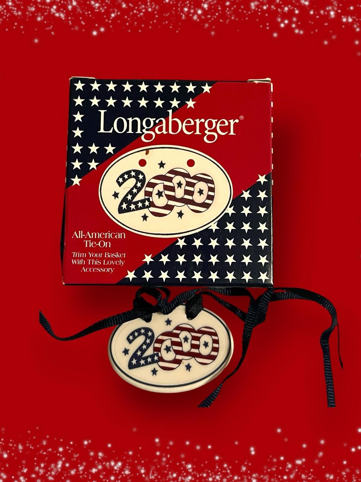 Longaberger Baskets 2000 All American Tie On #35483 Vintage Patriotic Decor