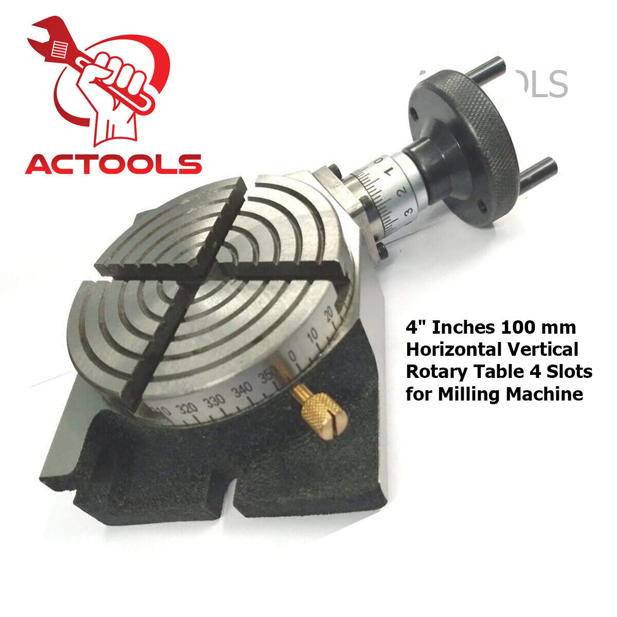 Rotary Table 4" Inch 100 mm Horizontal Vertical H V 4 Slots for Milling Machine