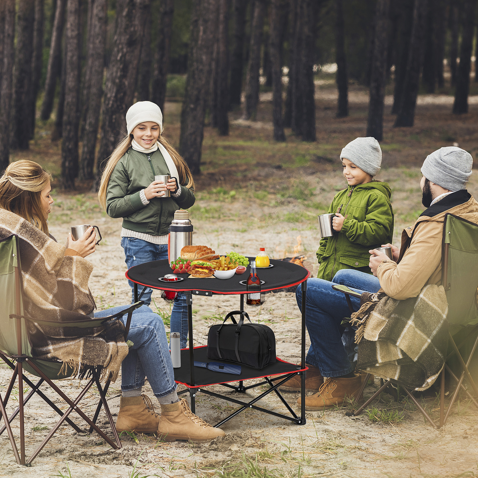 Foldable Camping Table Lightweight Picnic Table with Cup Holder for Outdoor