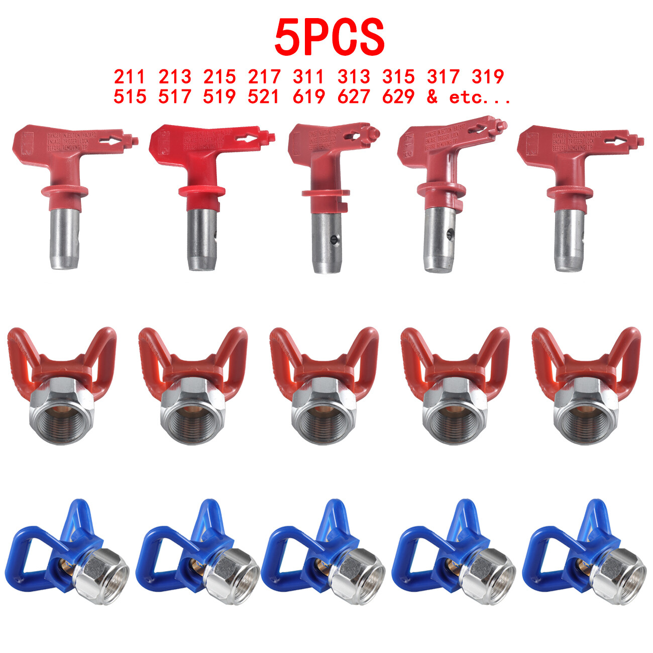 5pcs Red Airless Spray Gun Tips For Titan/Wagner Paint Sprayer Nozzle Titan