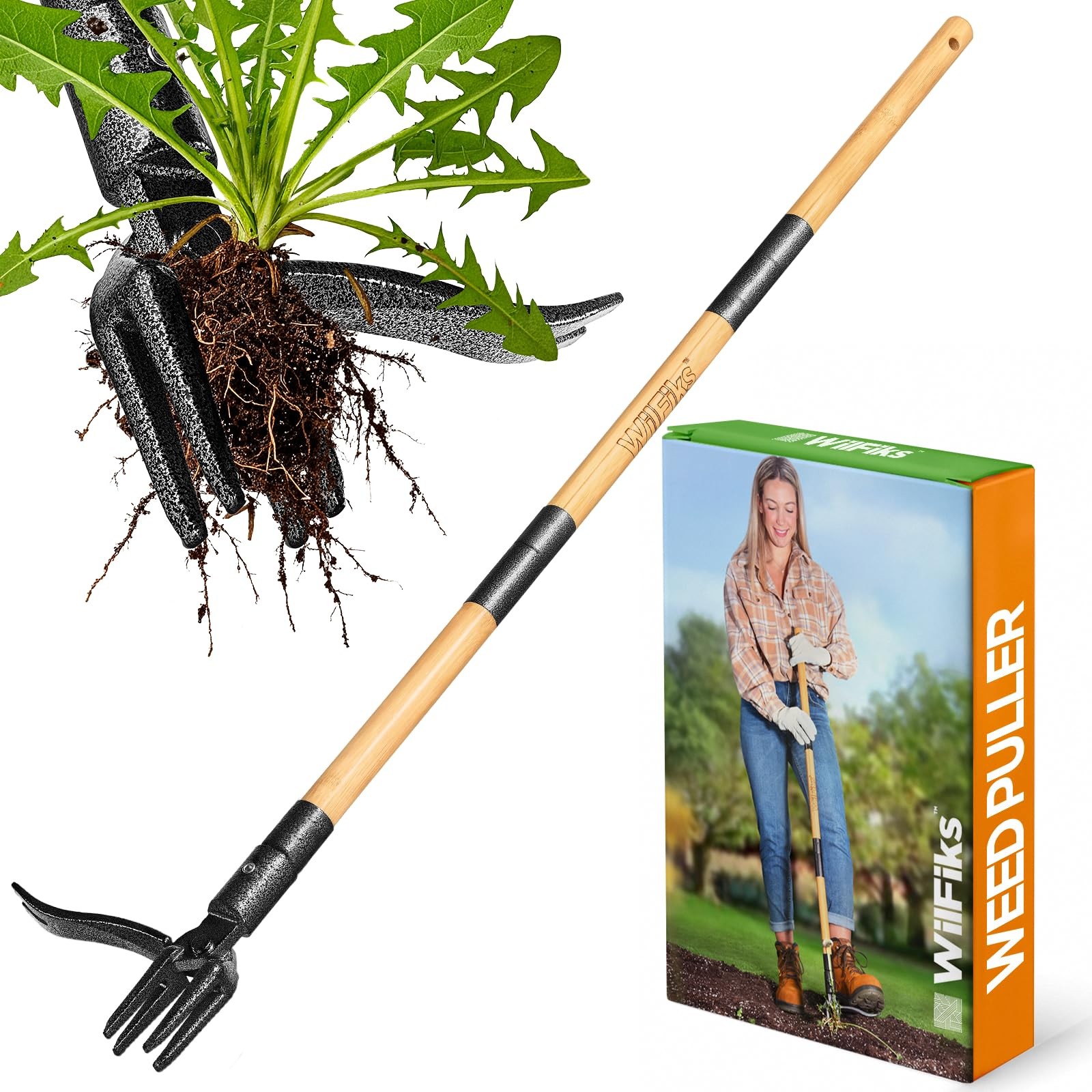 Weed Puller Tool, Stand Up Heavy Duty Weed Remover Tool with Long Handle , Foot