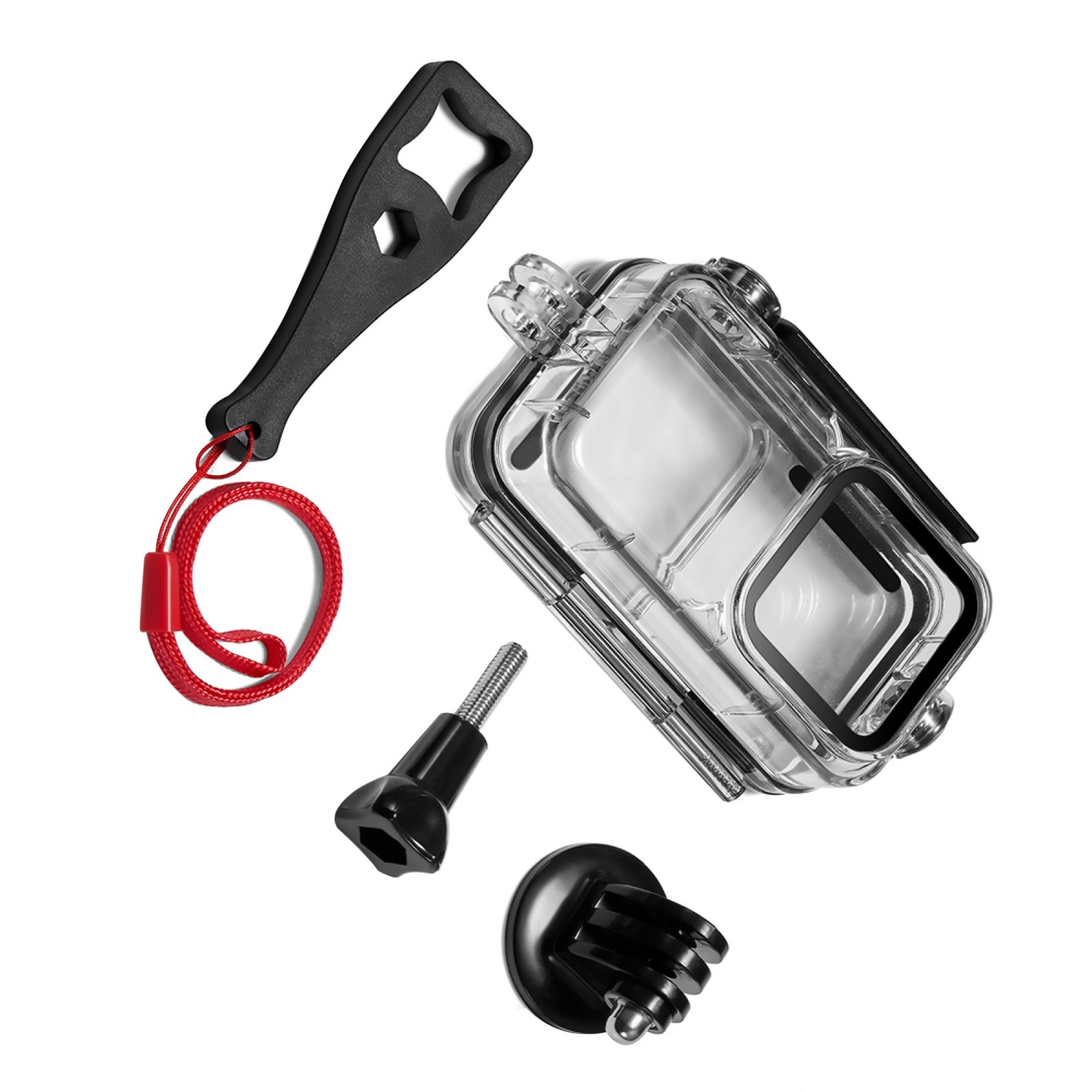 60M Waterproof Surfing Diving Case Camera Housing Shell w/ Base For DJI Action2