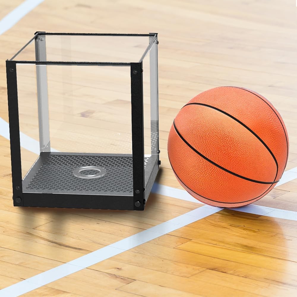 J JACKCUBE DESIGN Acrylic Basketball Display Case, Clear Clear, Black