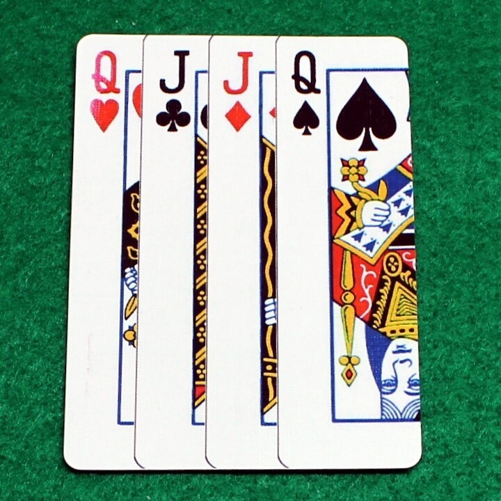 Queen Hearts, Jack Clubs, Diamonds, Spades Over, Bicycle Printed Gaff Card, Blue