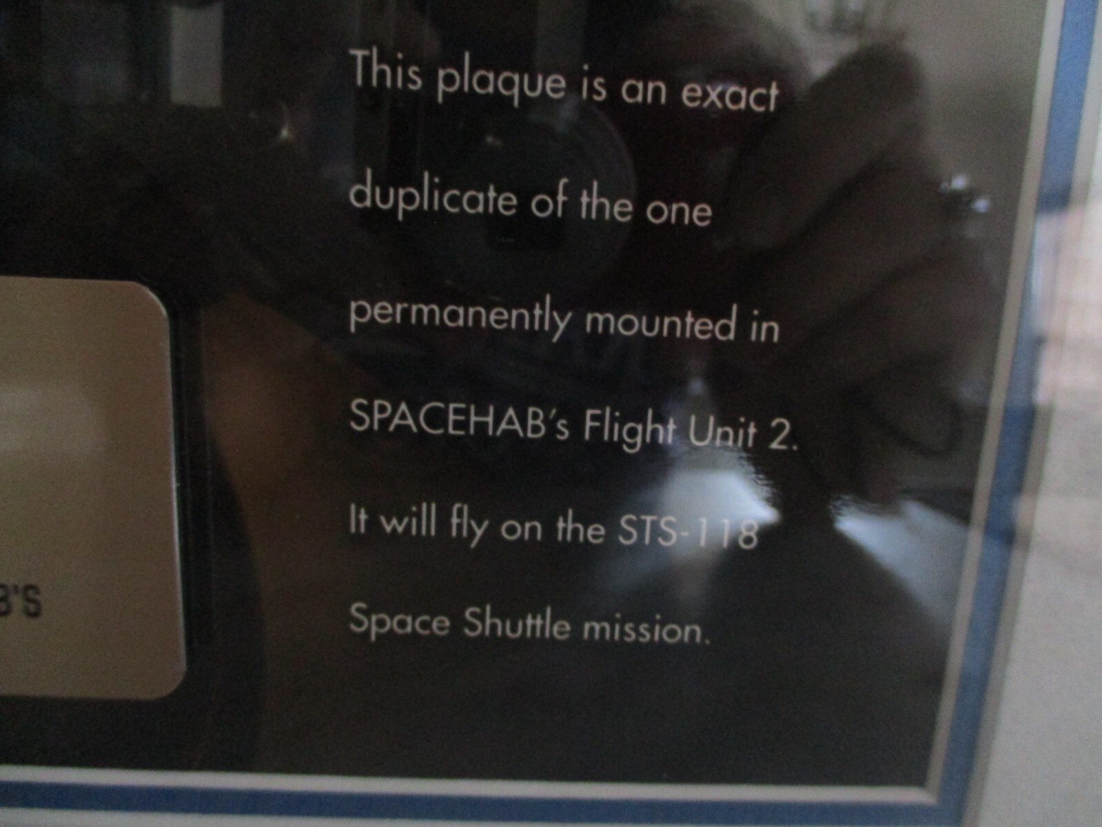 NASA SPACEHAB BOEING AWARD-MODULE/CARRIER PROGRAM-EXACT DUPLICATE UNIT 2 STS-118